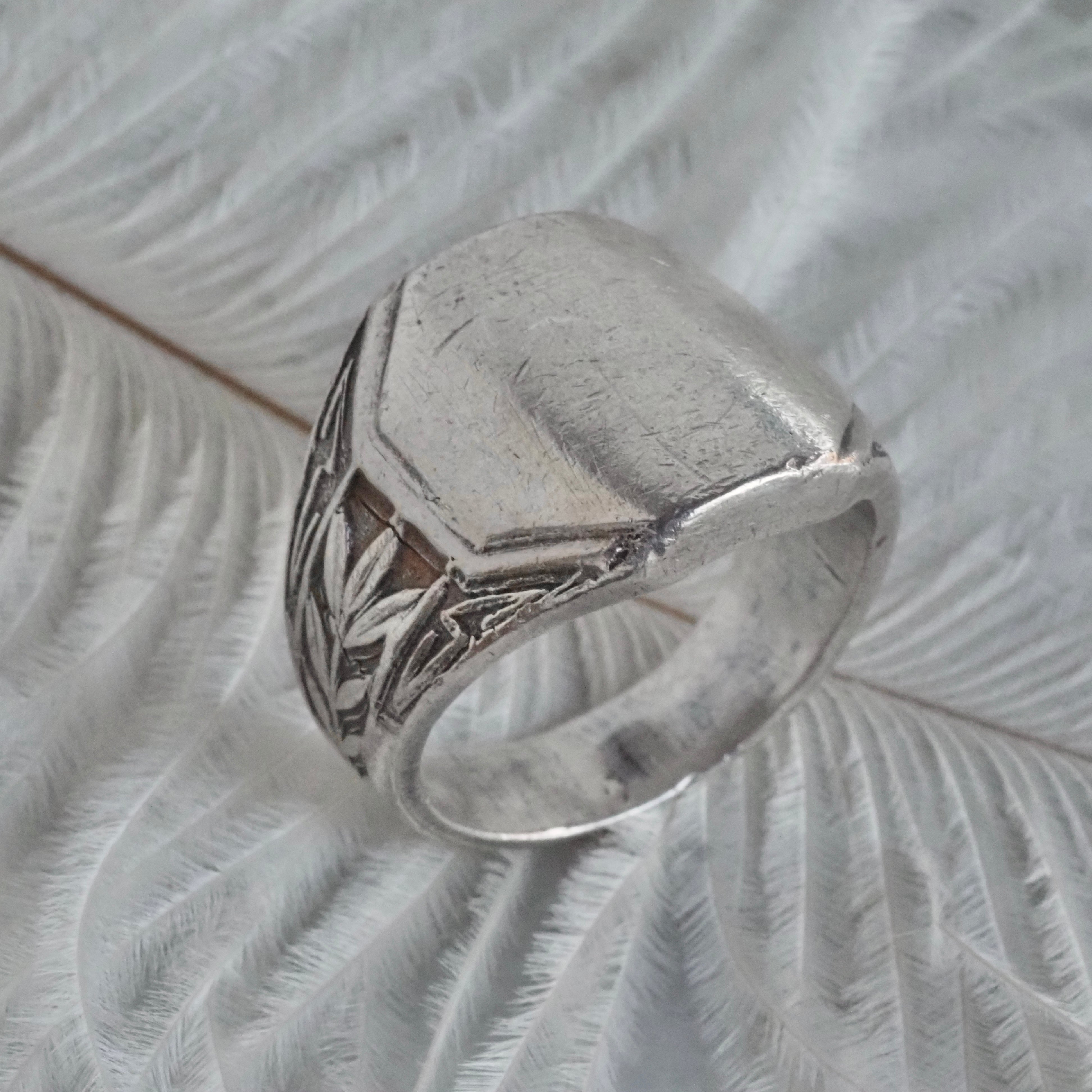 Antique Sterling Silver Shield Signet Ring