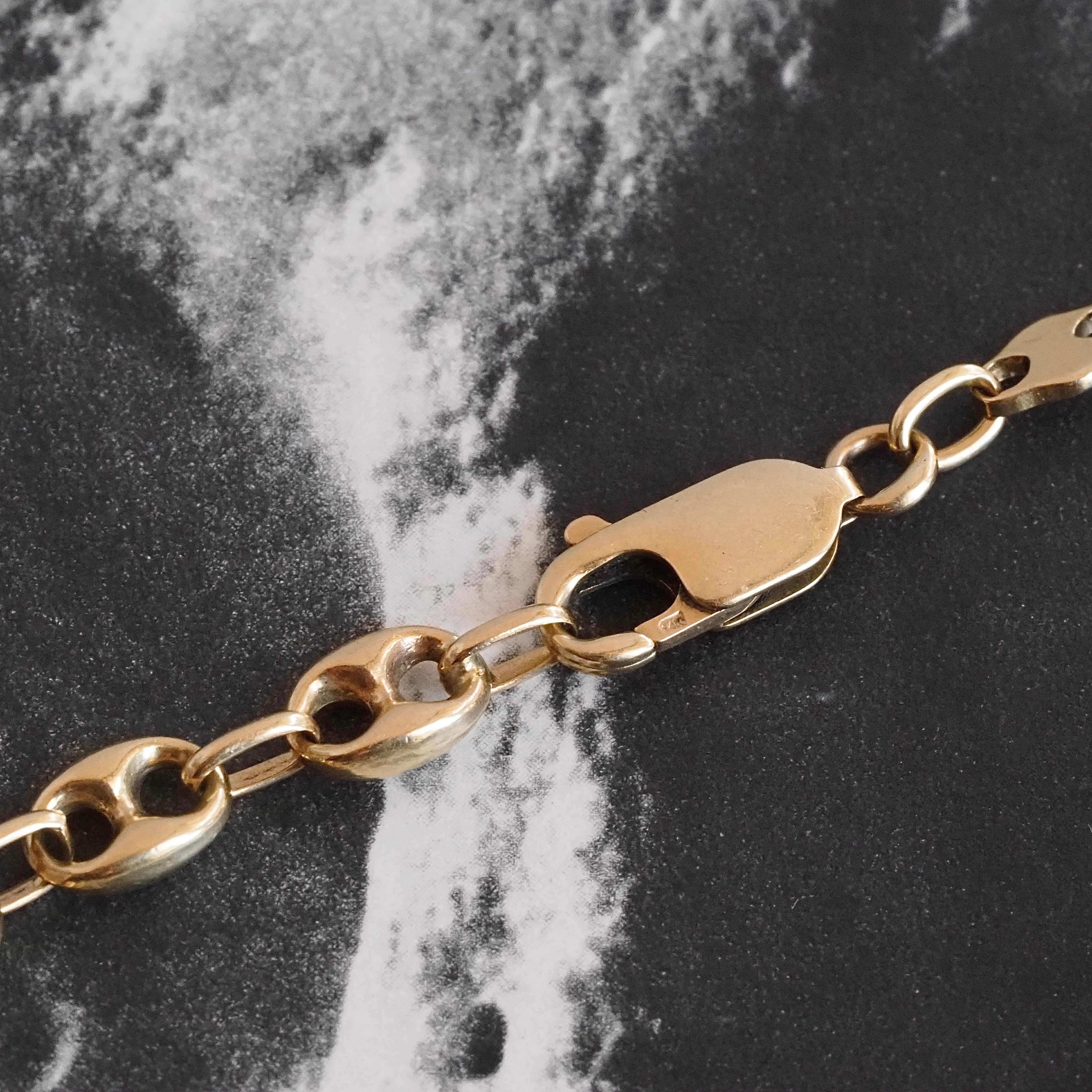 Vintage Italian 14k Gold Puffy Mariner Bracelet