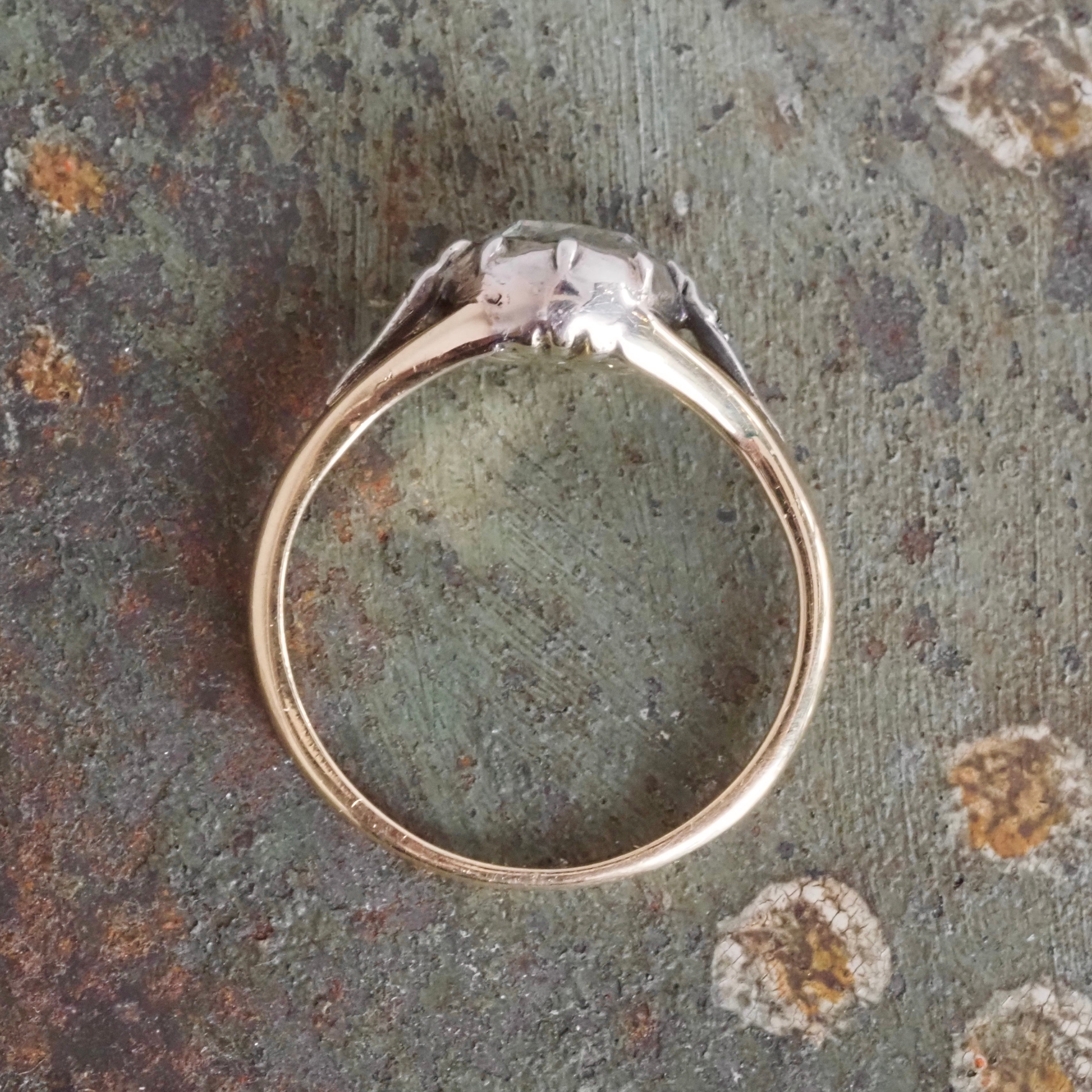 Antique Georgian Dutch Rose Cut Diamond 14k Gold and Silver Engagement Ring