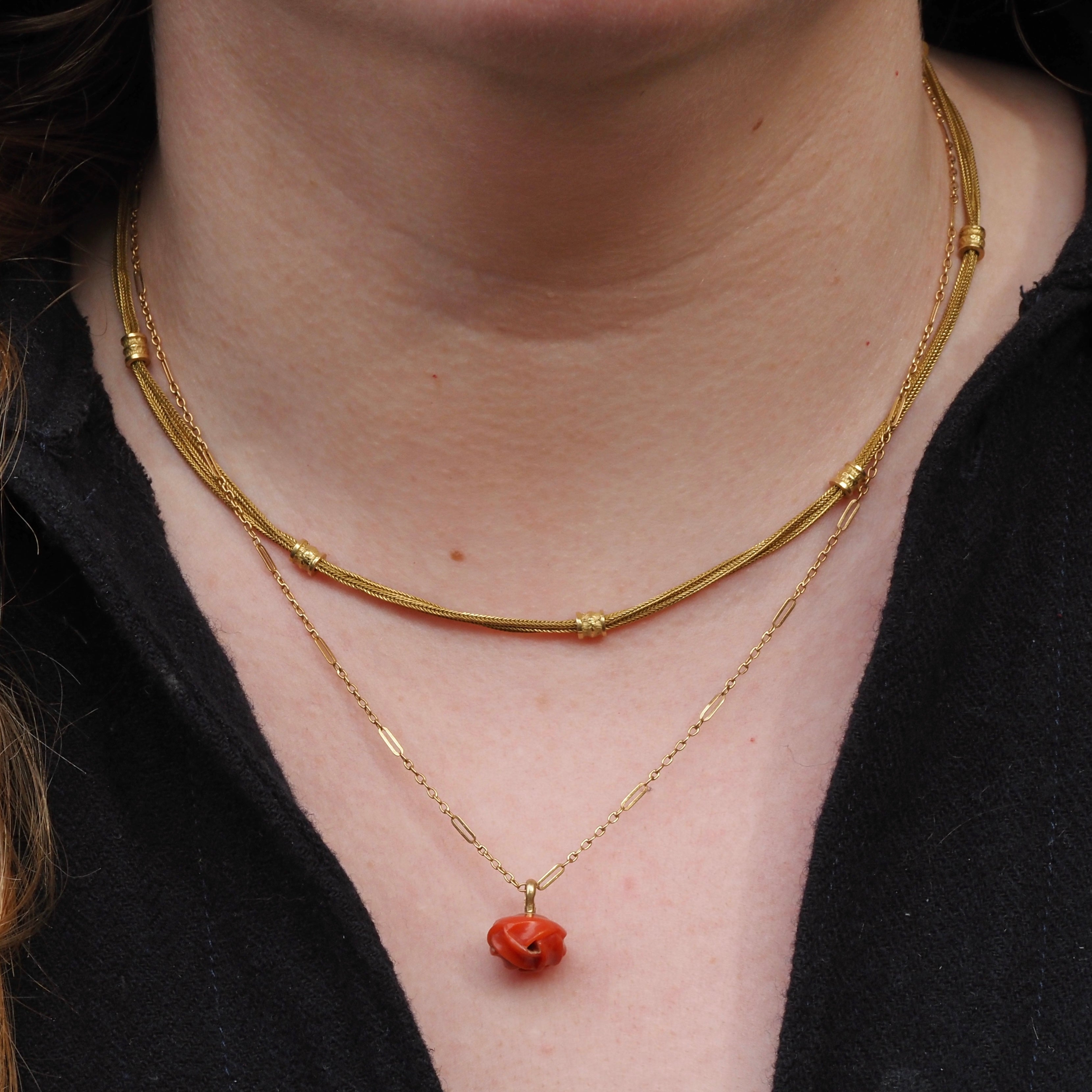 Vintage Portuguese Triple Rope 19k Gold Necklace