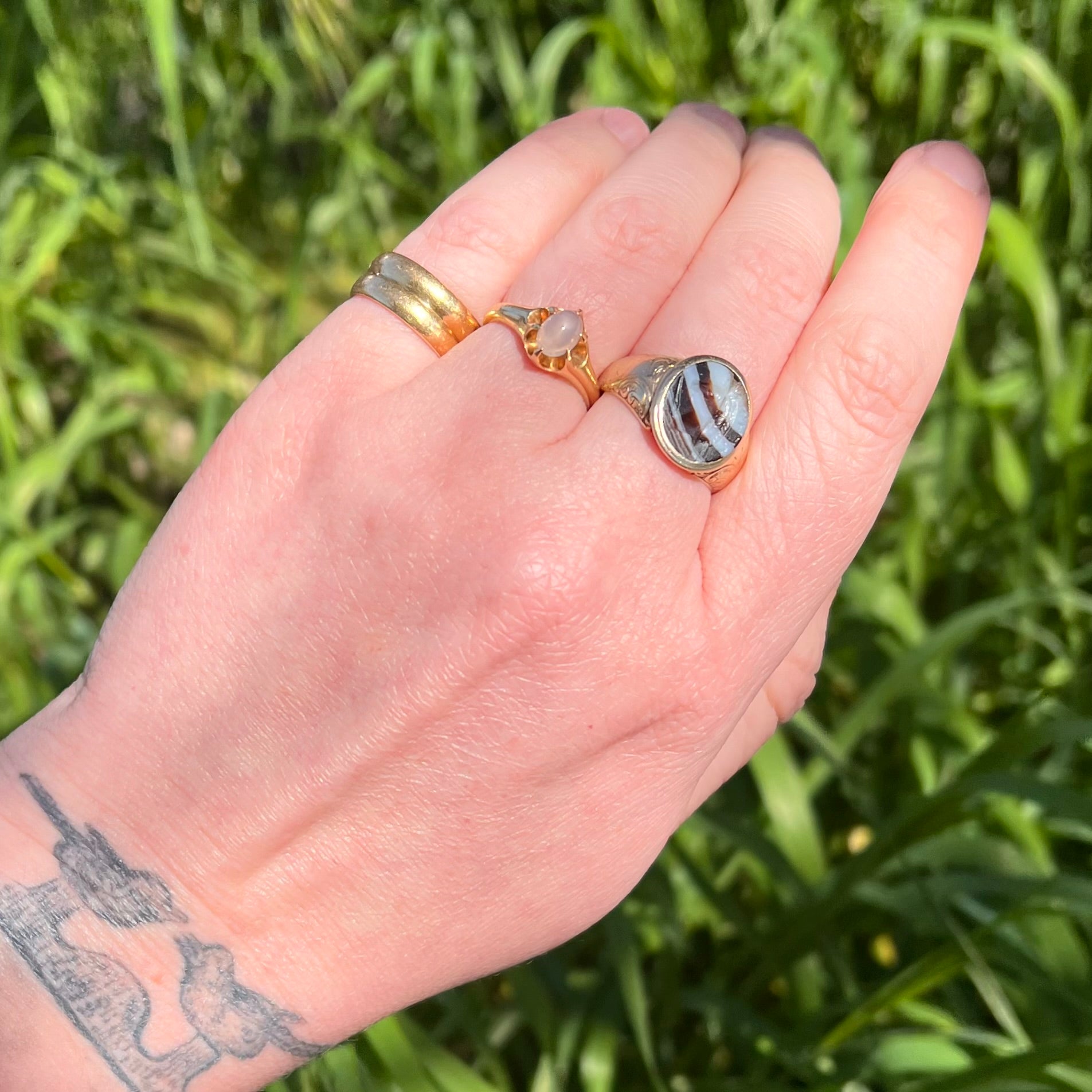 Antique c. 1913 18k Gold Double Stacked Wedding Band