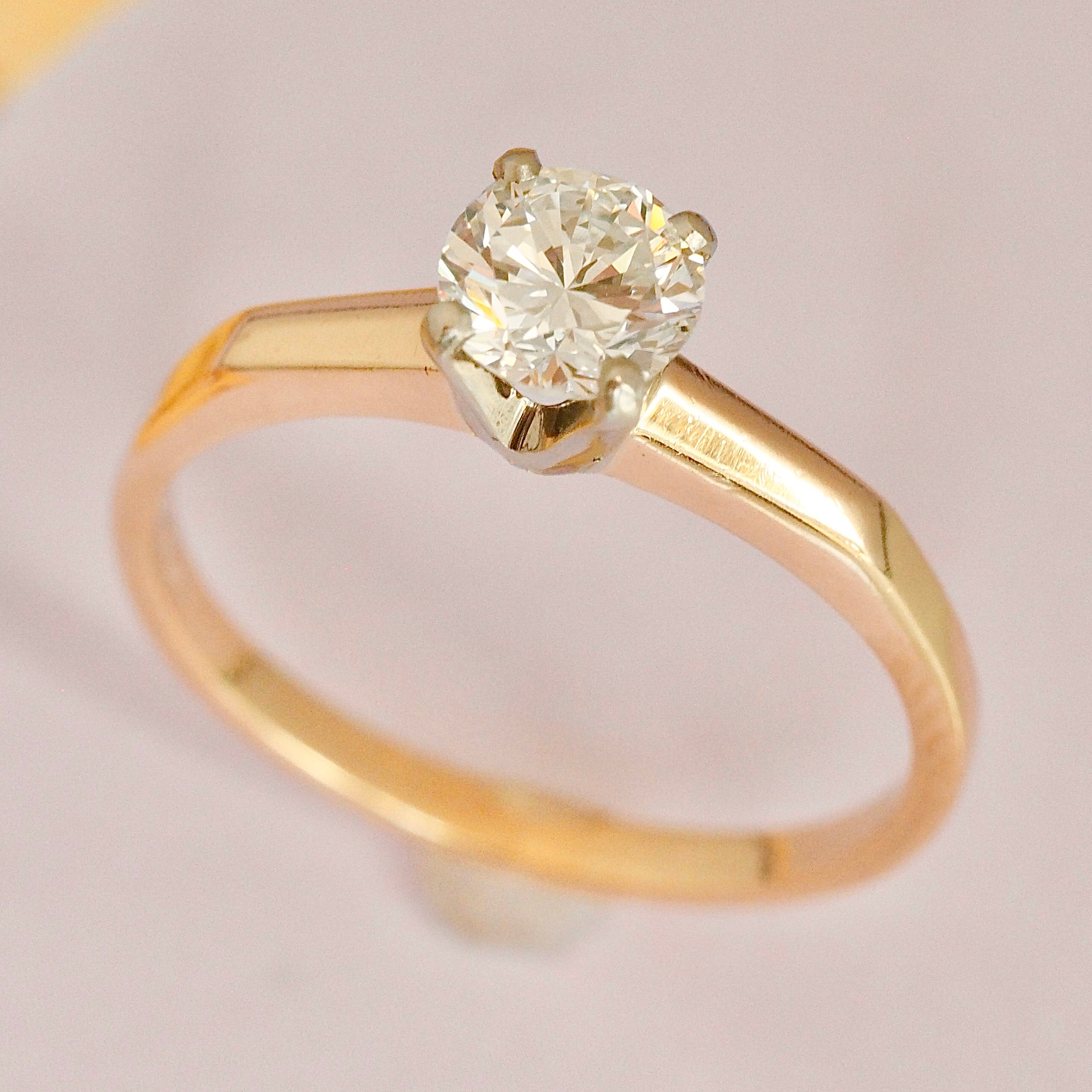 Vintage 14k Gold Transitional Cut Diamond Solitaire