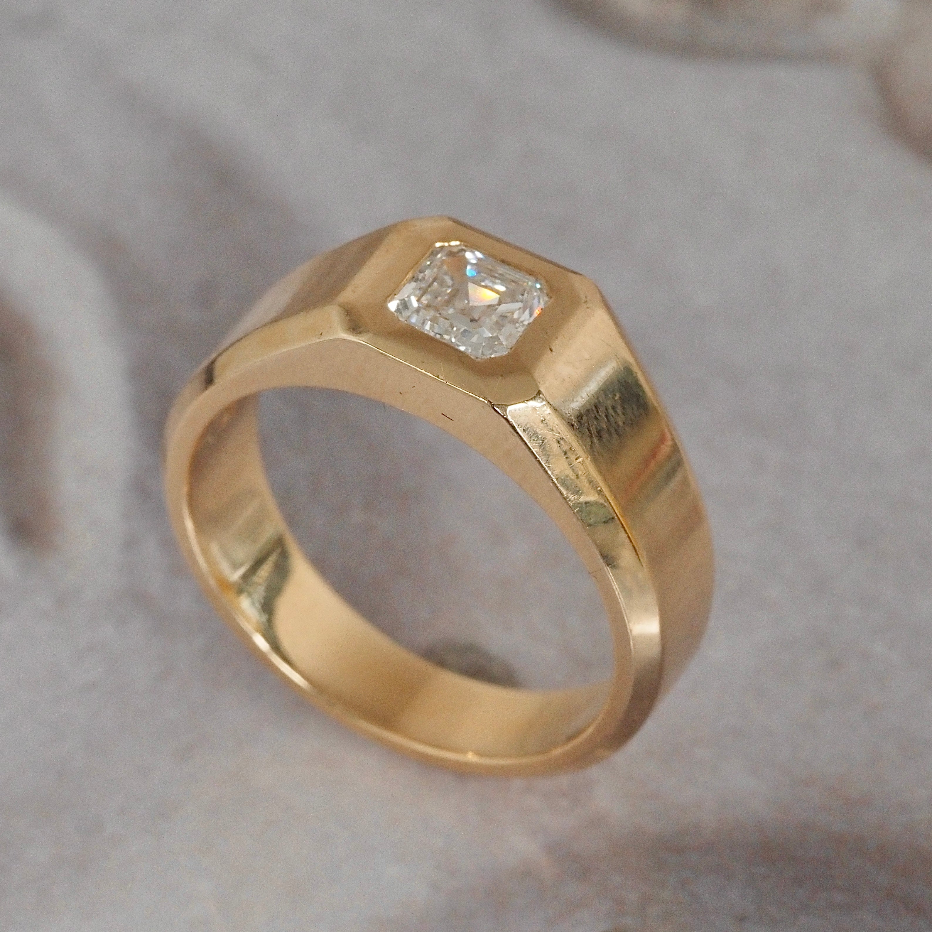 ON HOLD Asscher Cut Diamond 14k Gold Engagement Ring