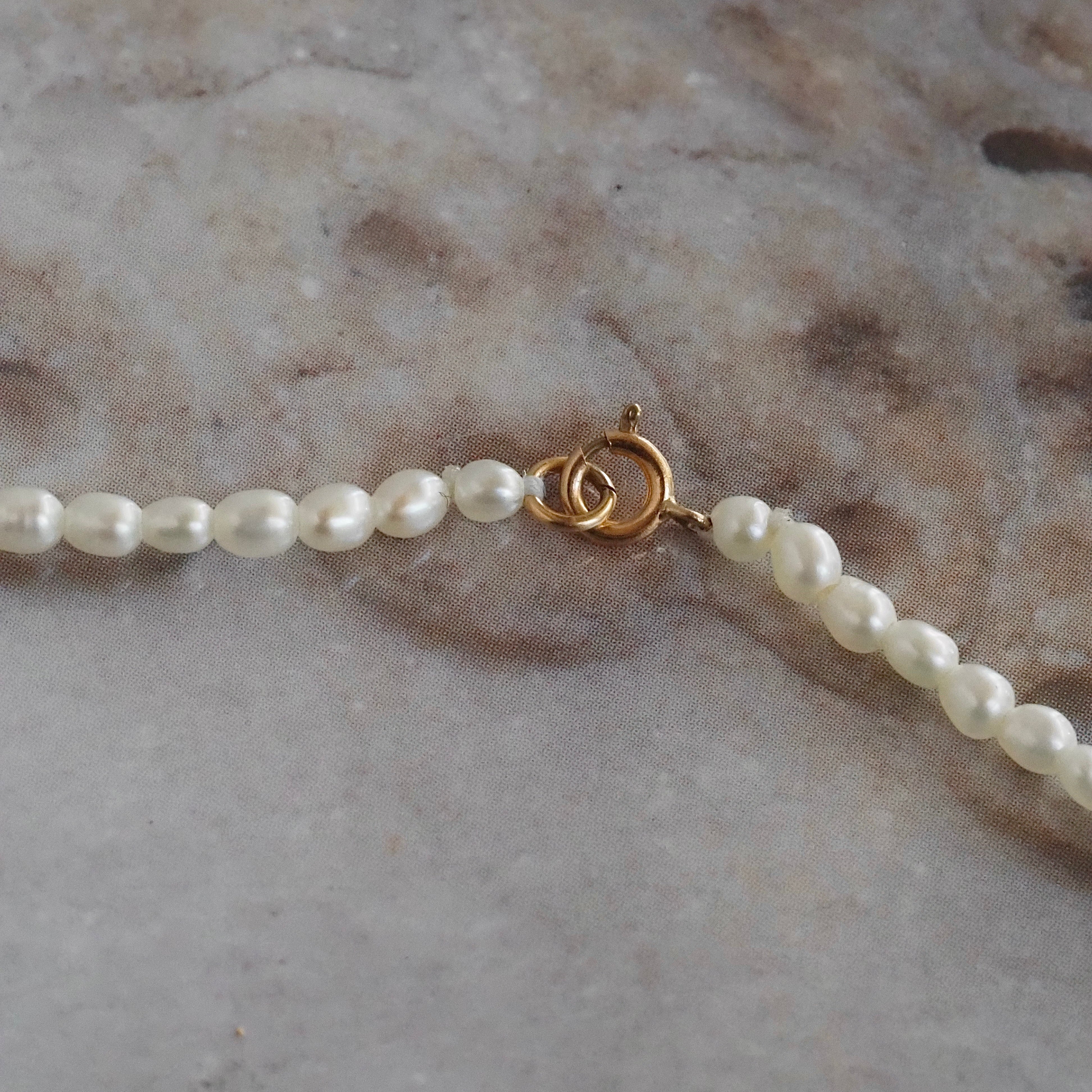 Vintage Seed Pearl Necklace With 14k Gold Clasp