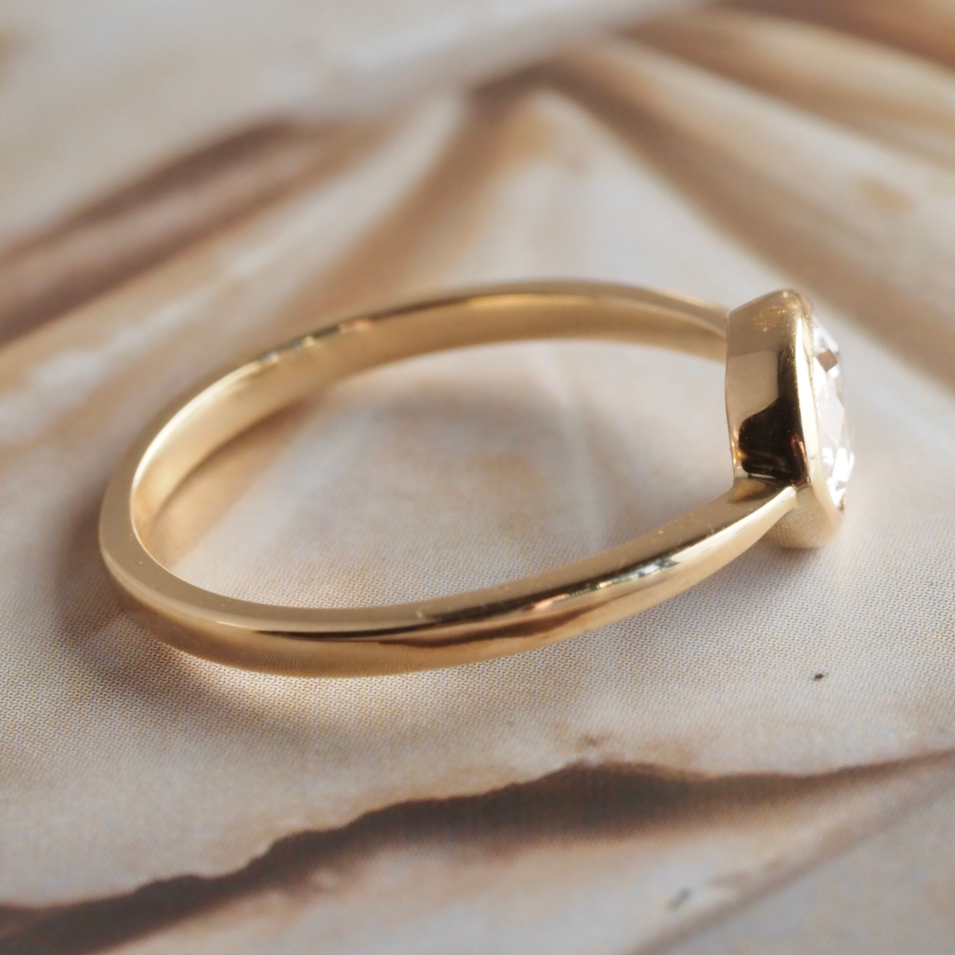 Oval Old European Cut Diamond Solitaire 14k Gold Engagement Ring