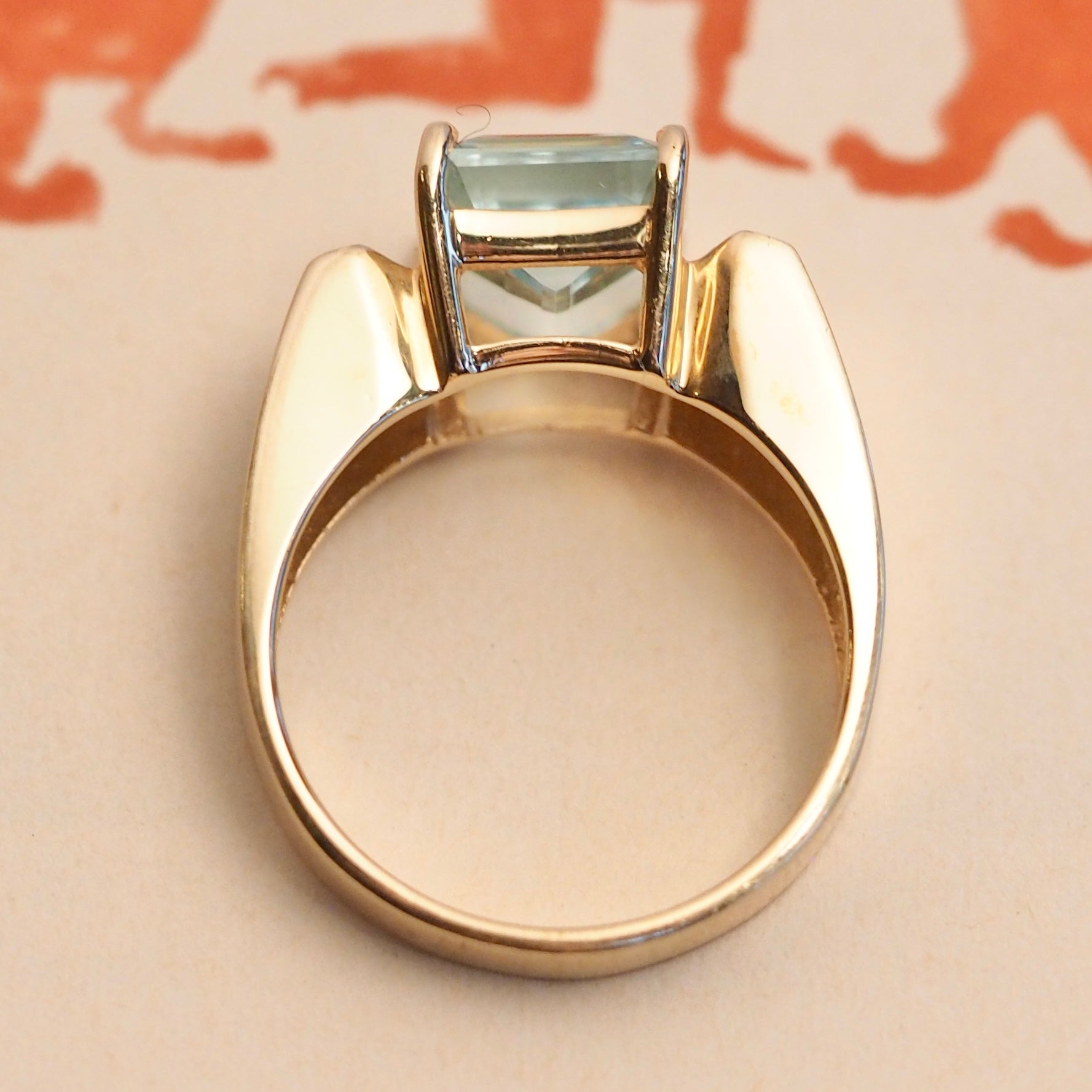 Vintage Modernist 14k Gold Aquamarine Ring