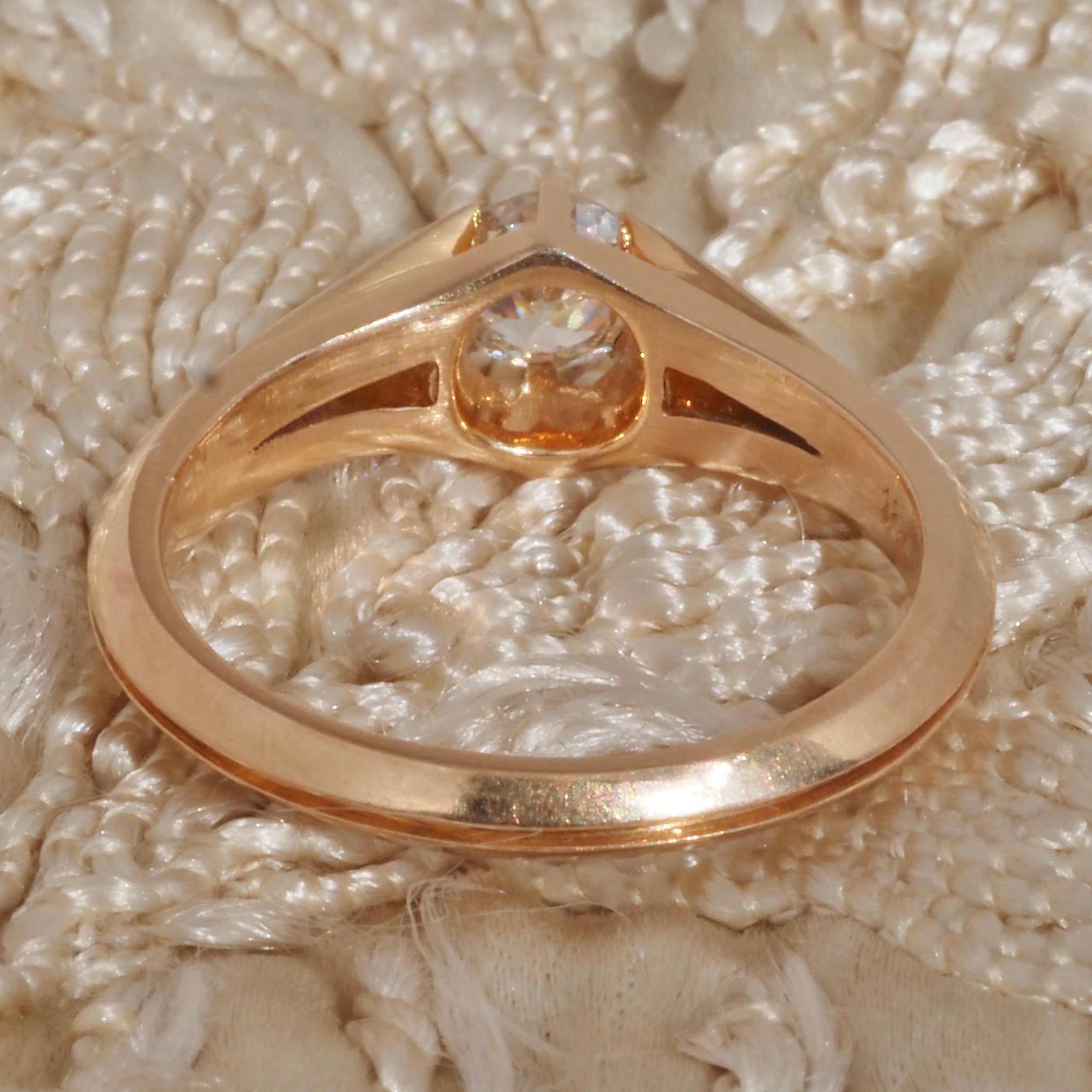 Antique Art Nouveau Old Mine Cut Diamond 18k Gold Engagement Ring