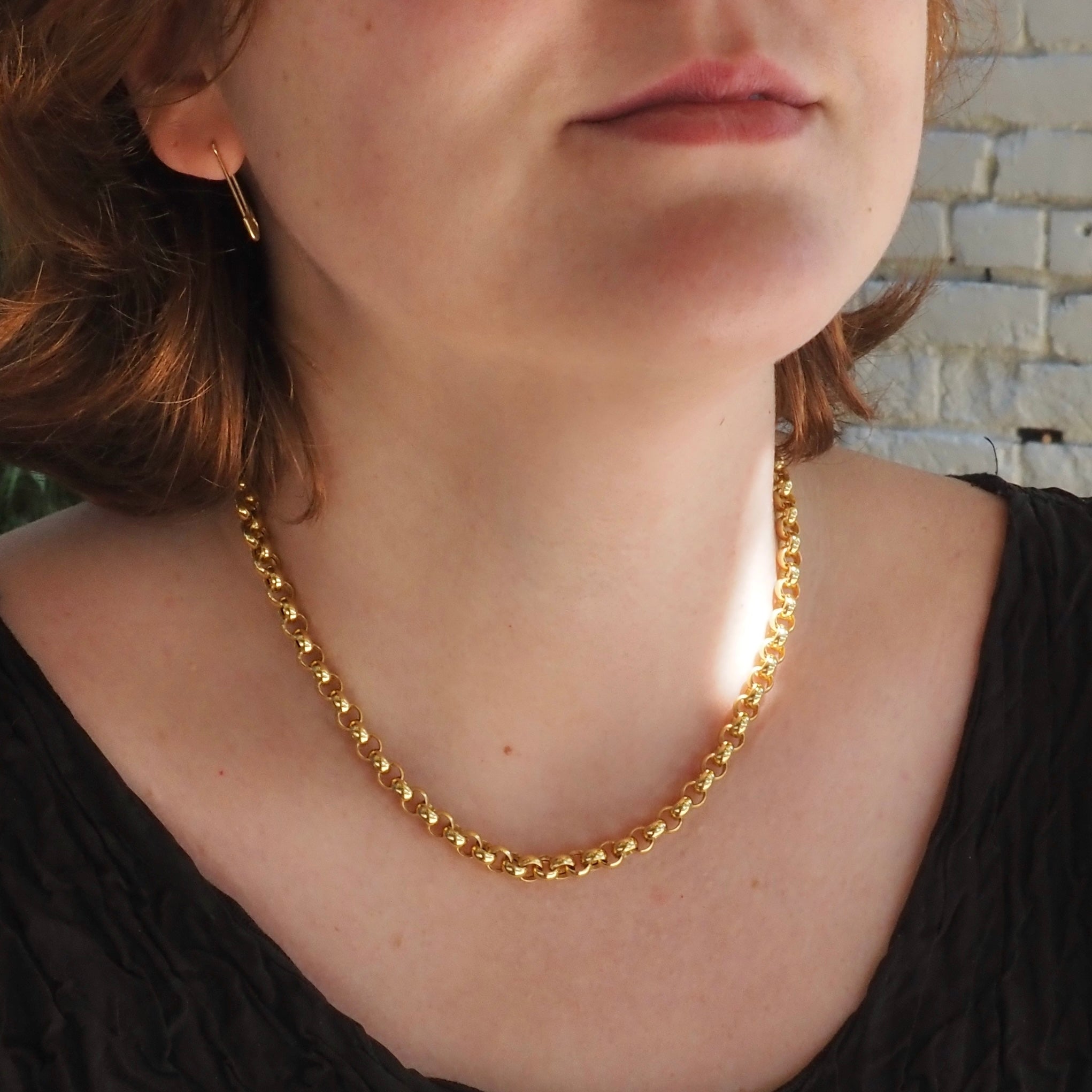 Vintage Italian 14k Gold Rolo Chain Necklace with Bolt Clasp