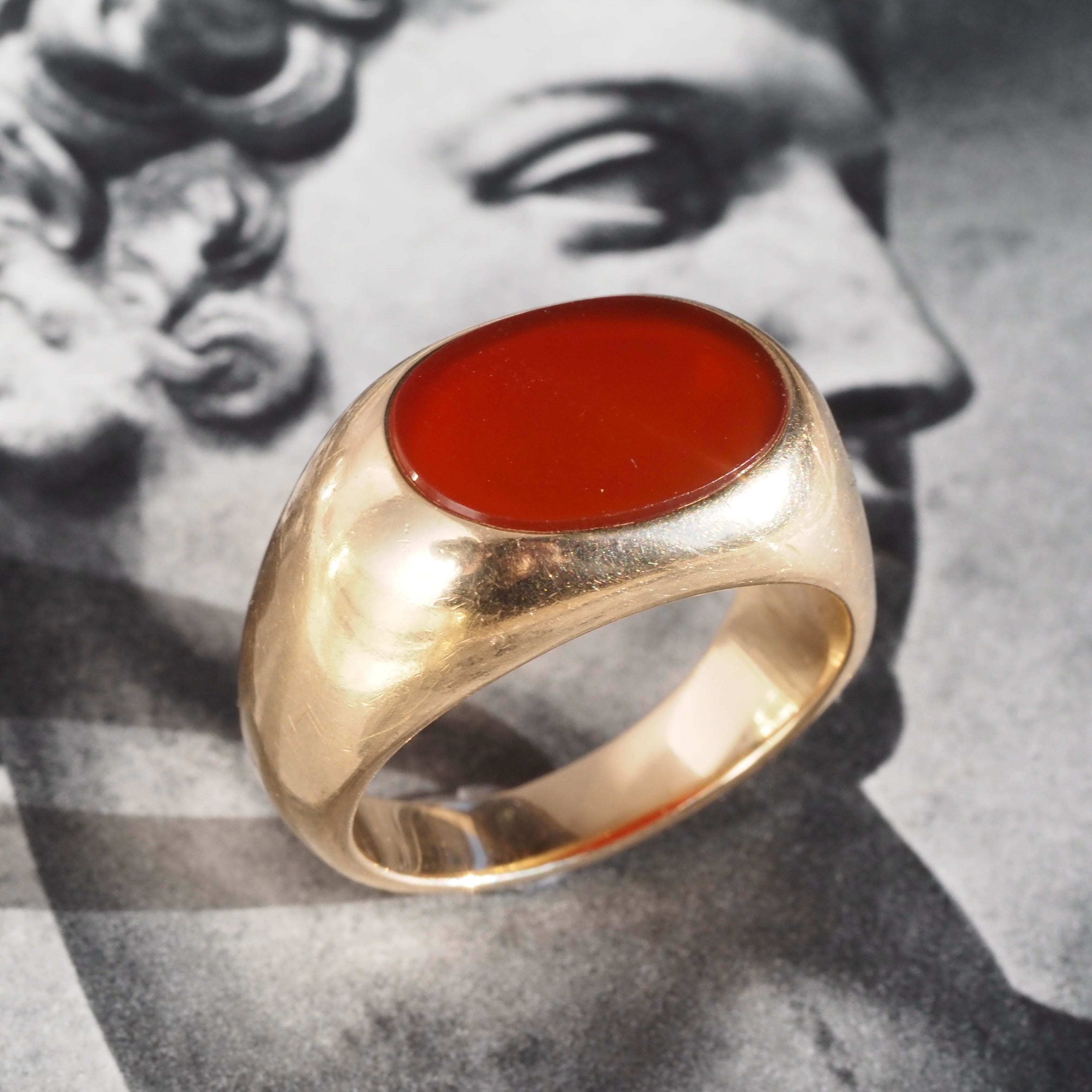 Vintage Carnelian Signet 14k Gold Signet Ring