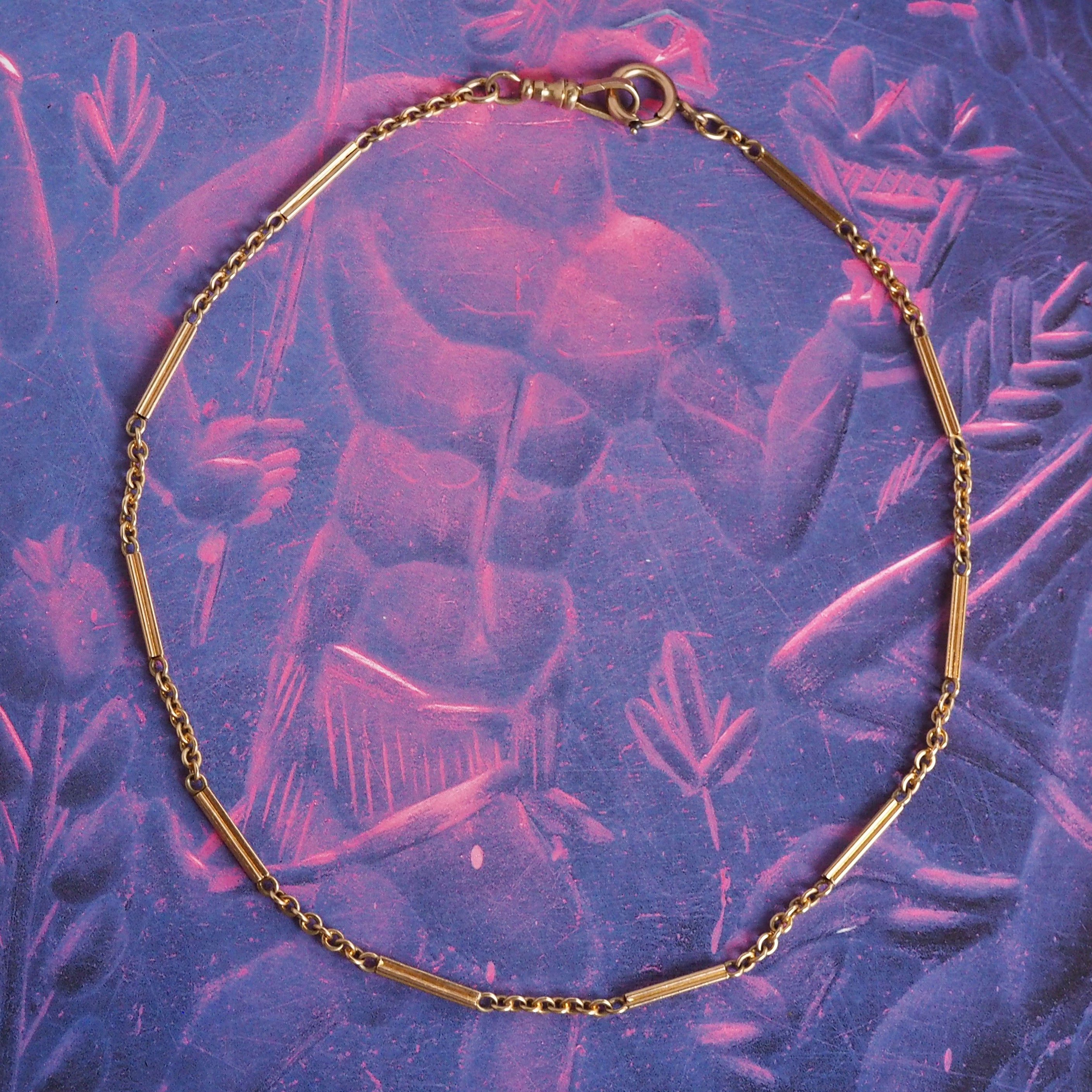 Antique 10k Gold Watch Chain Double Wrap Dog Clasp Bracelet