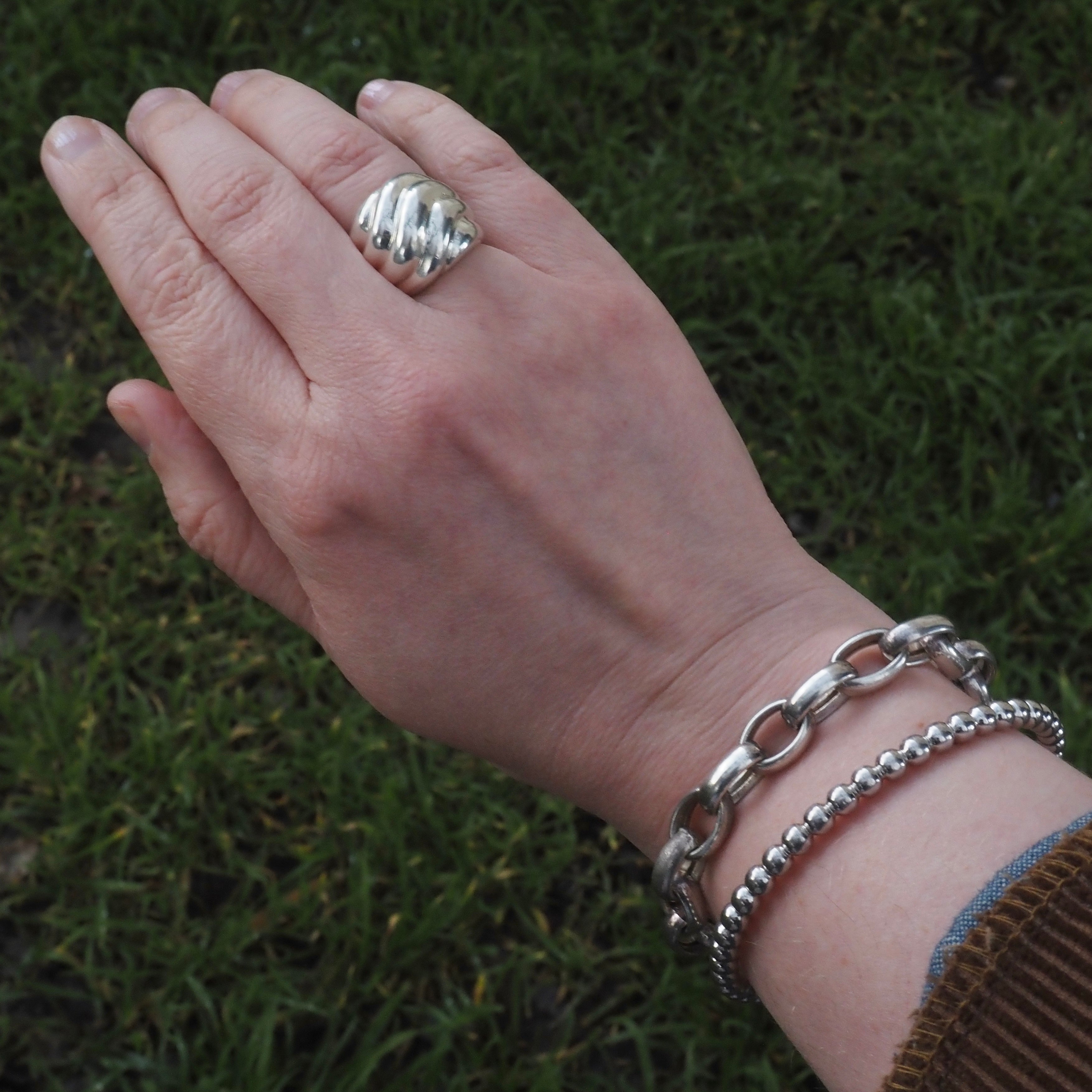 Vintage Sterling Silver Swirly Dome Ring