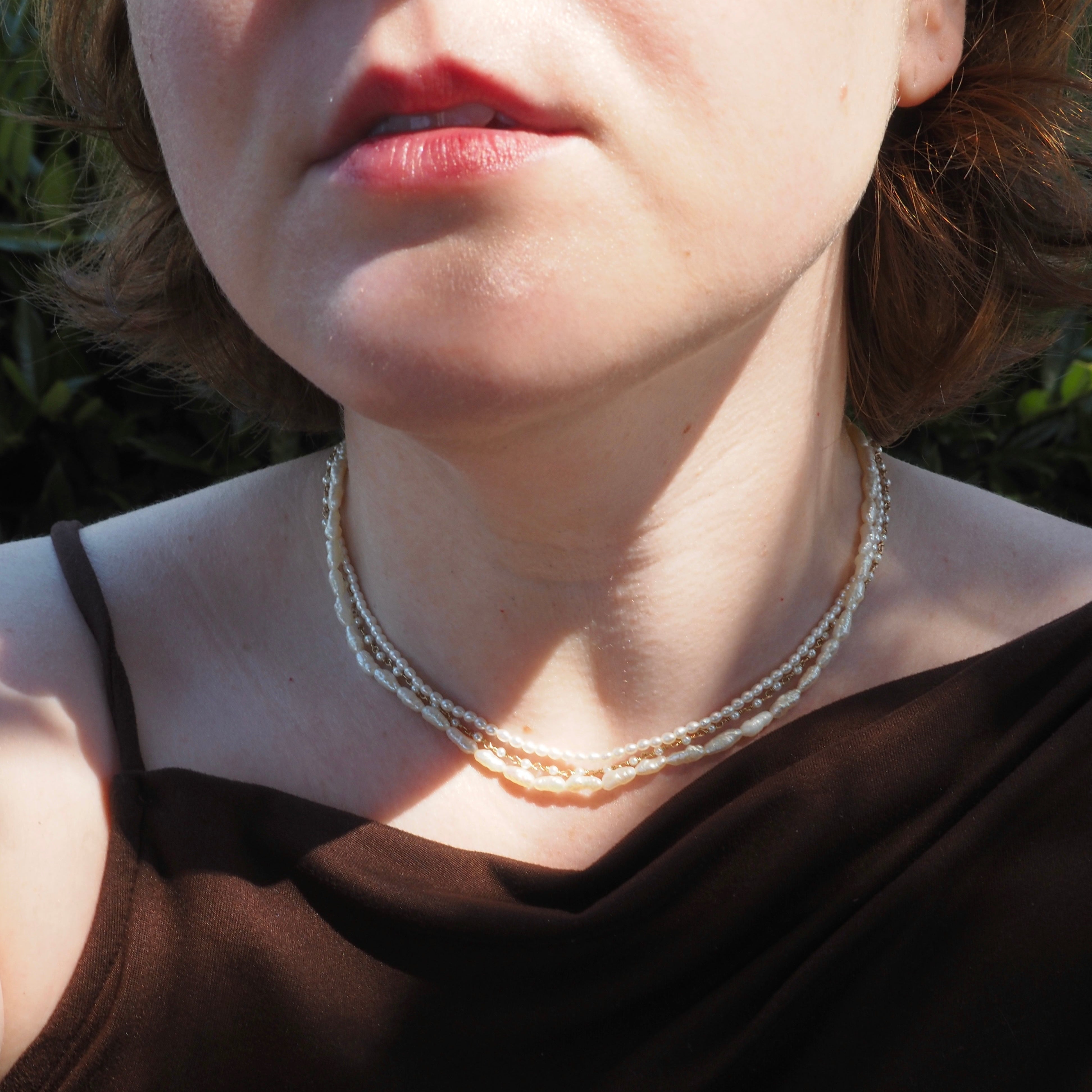 Rice Pearl Necklace With 14k Gold Clasp