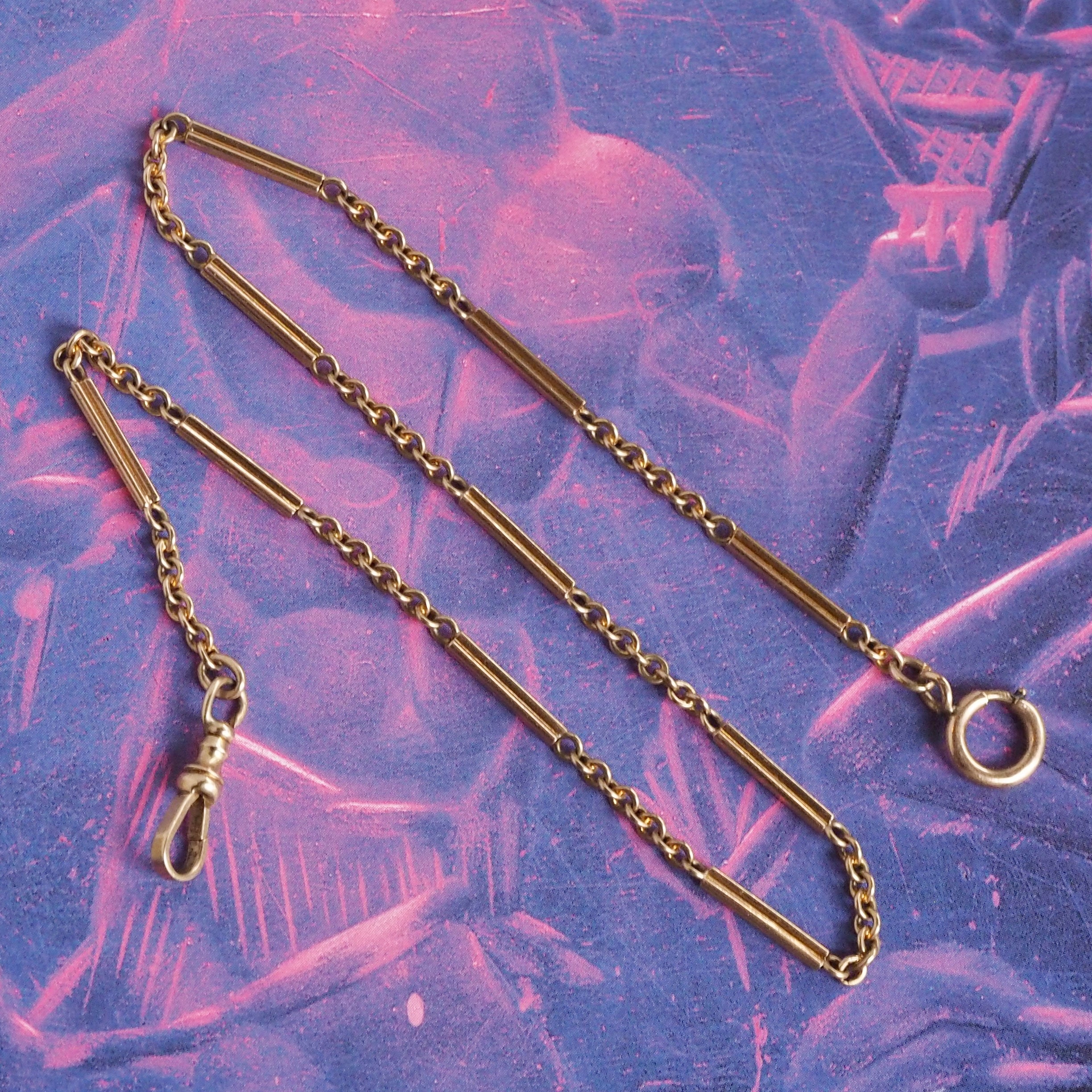 Antique 10k Gold Watch Chain Double Wrap Dog Clasp Bracelet