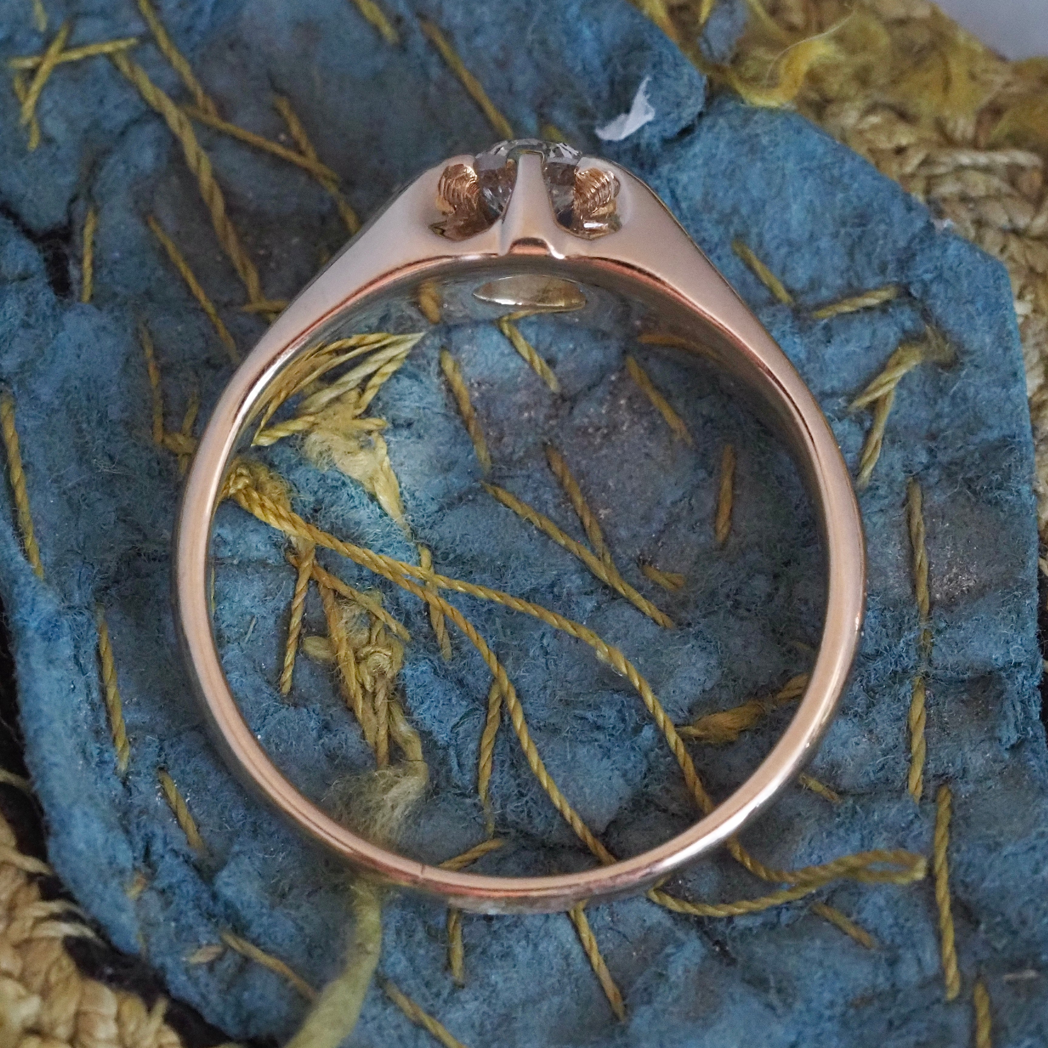 Antique Belcher Set Old European Cut Diamond 14k Gold Engagement Ring