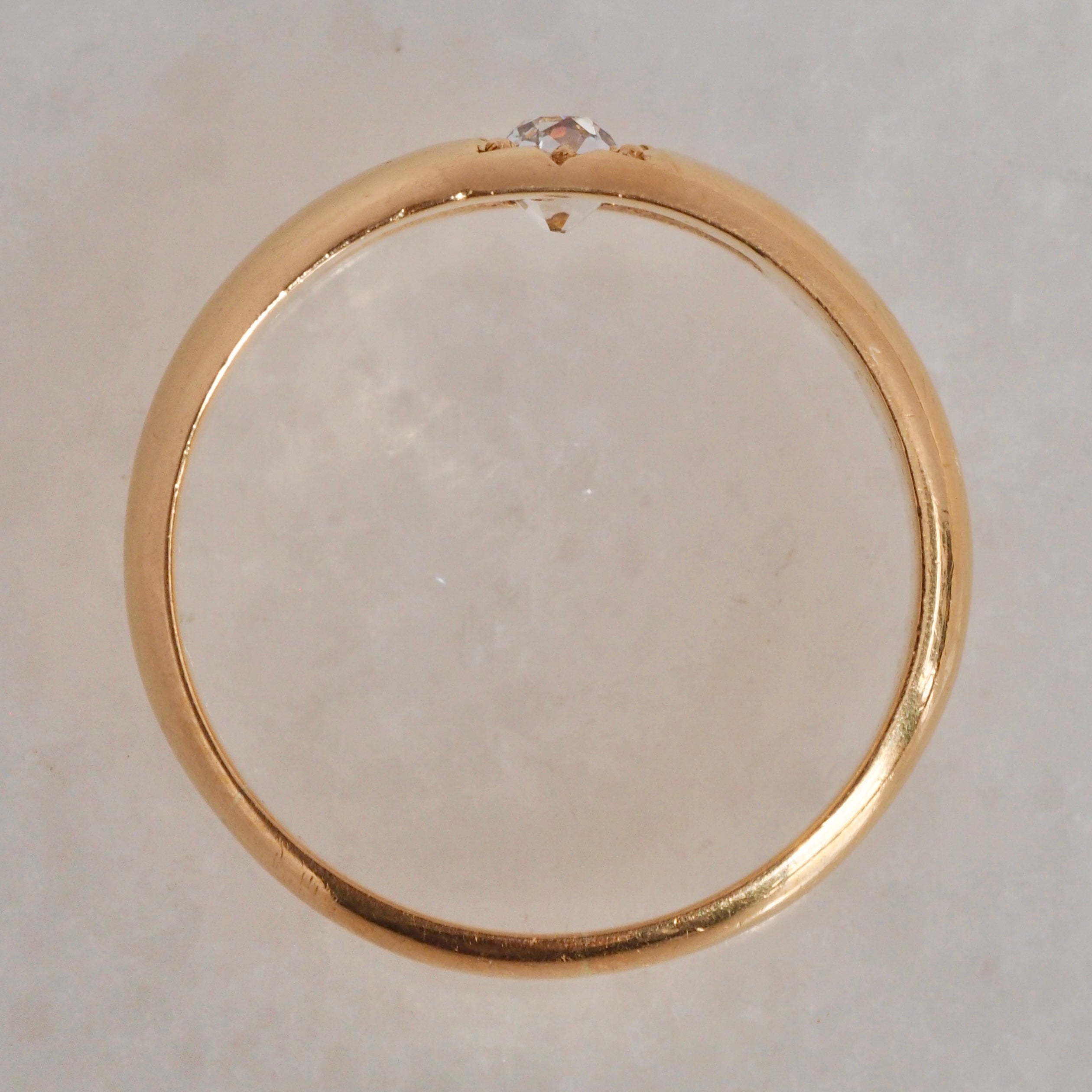 Antique English 18k Gold Old Mine Cut Diamond Ring