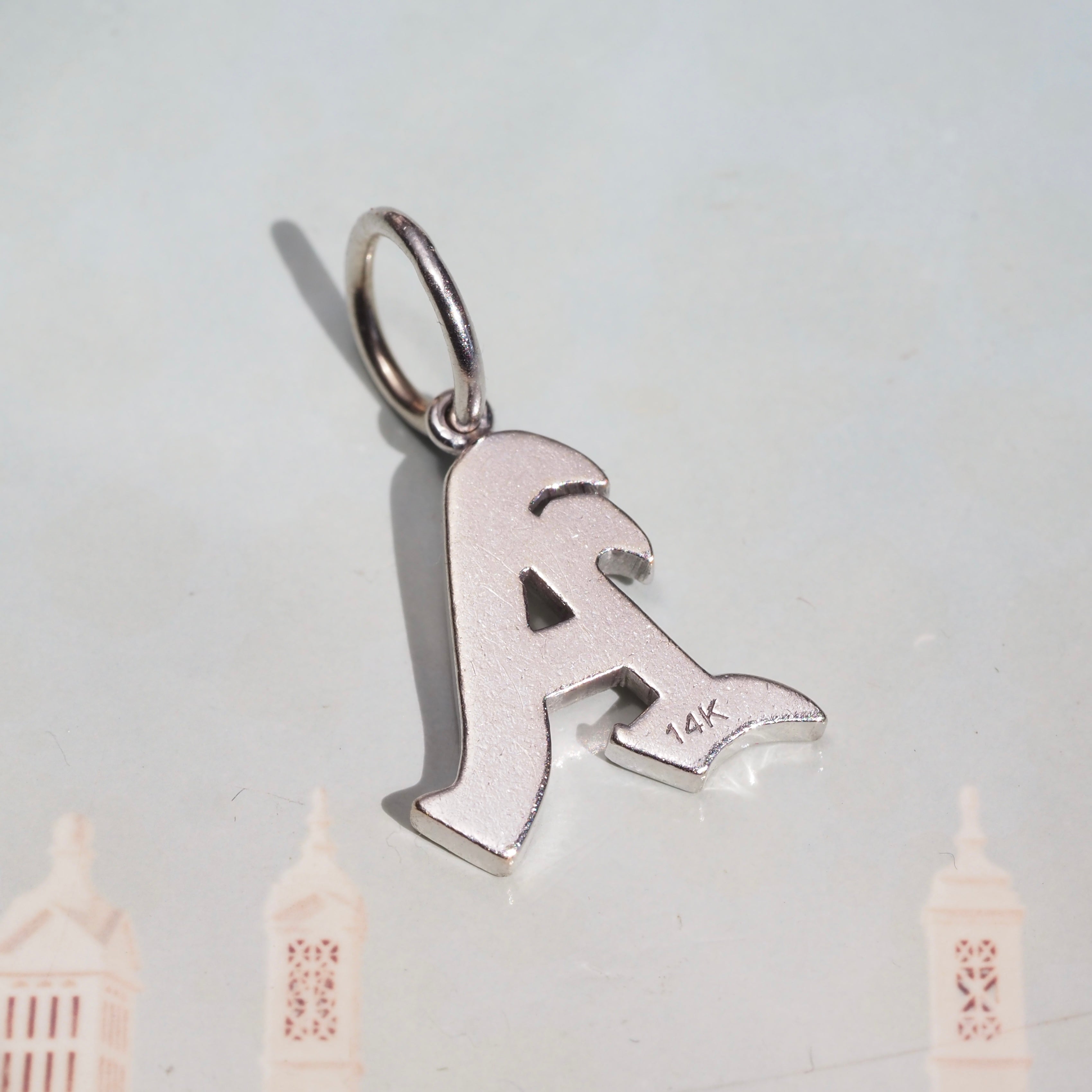 Vintage 14K White Gold "A" Initial Charm