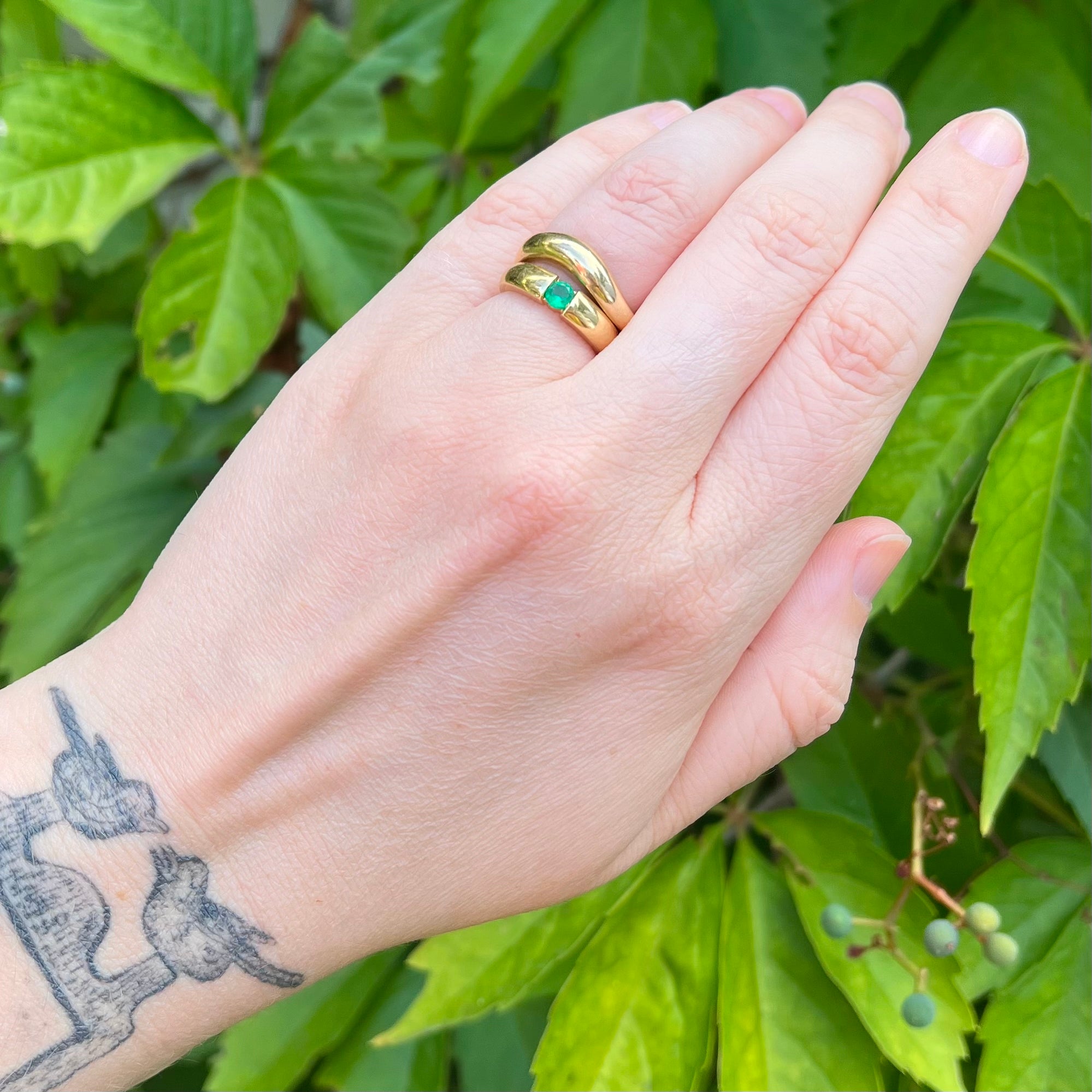 Modernist 18k Gold Emerald Ring