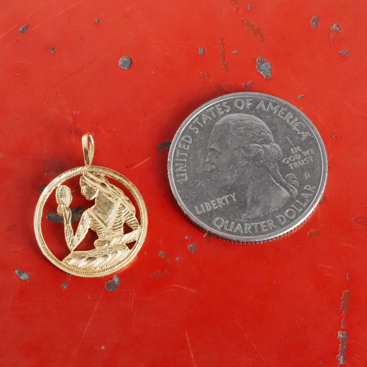 Vintage 14k Gold Virgo Charm Pendant