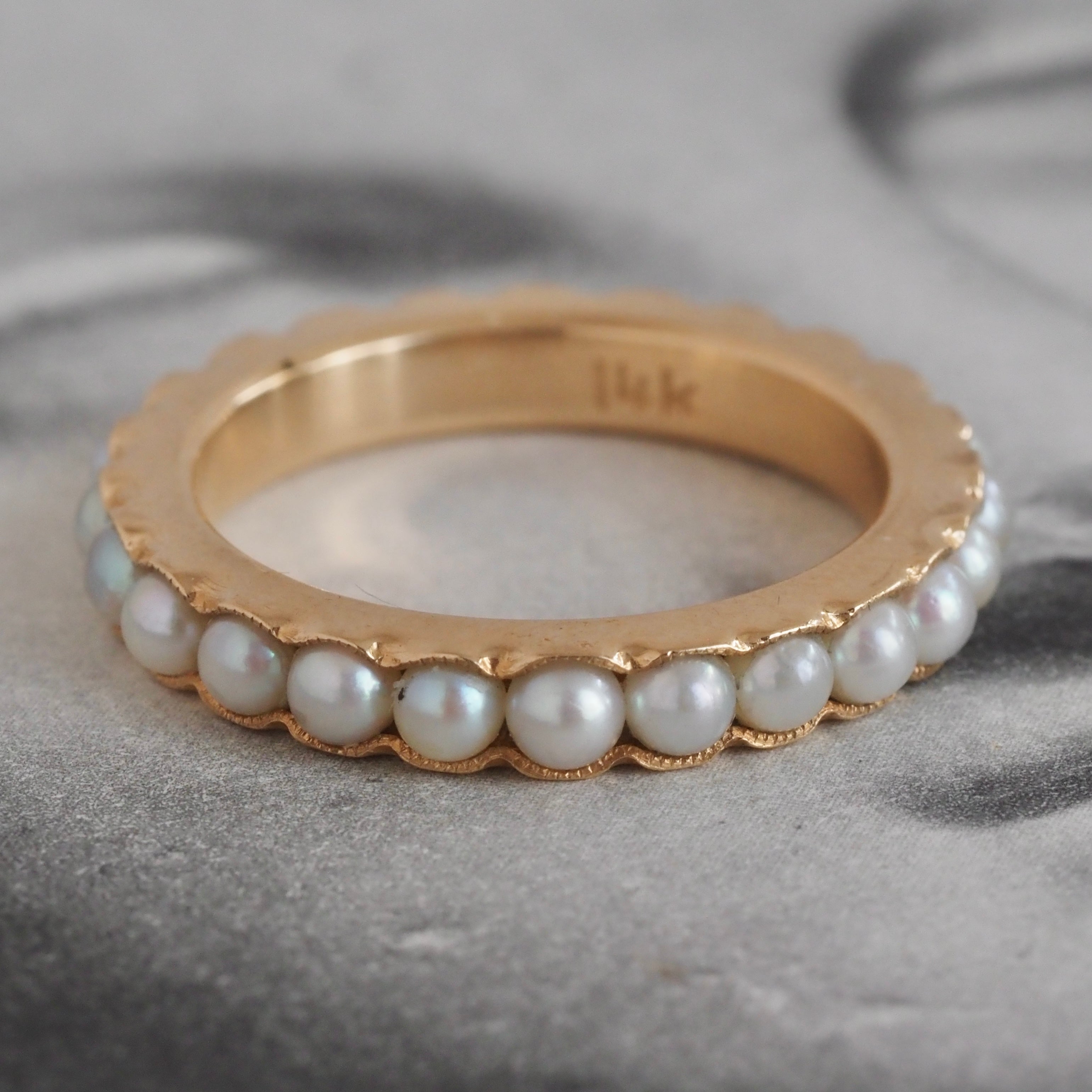 Pearl Eternity 14k Gold Ring