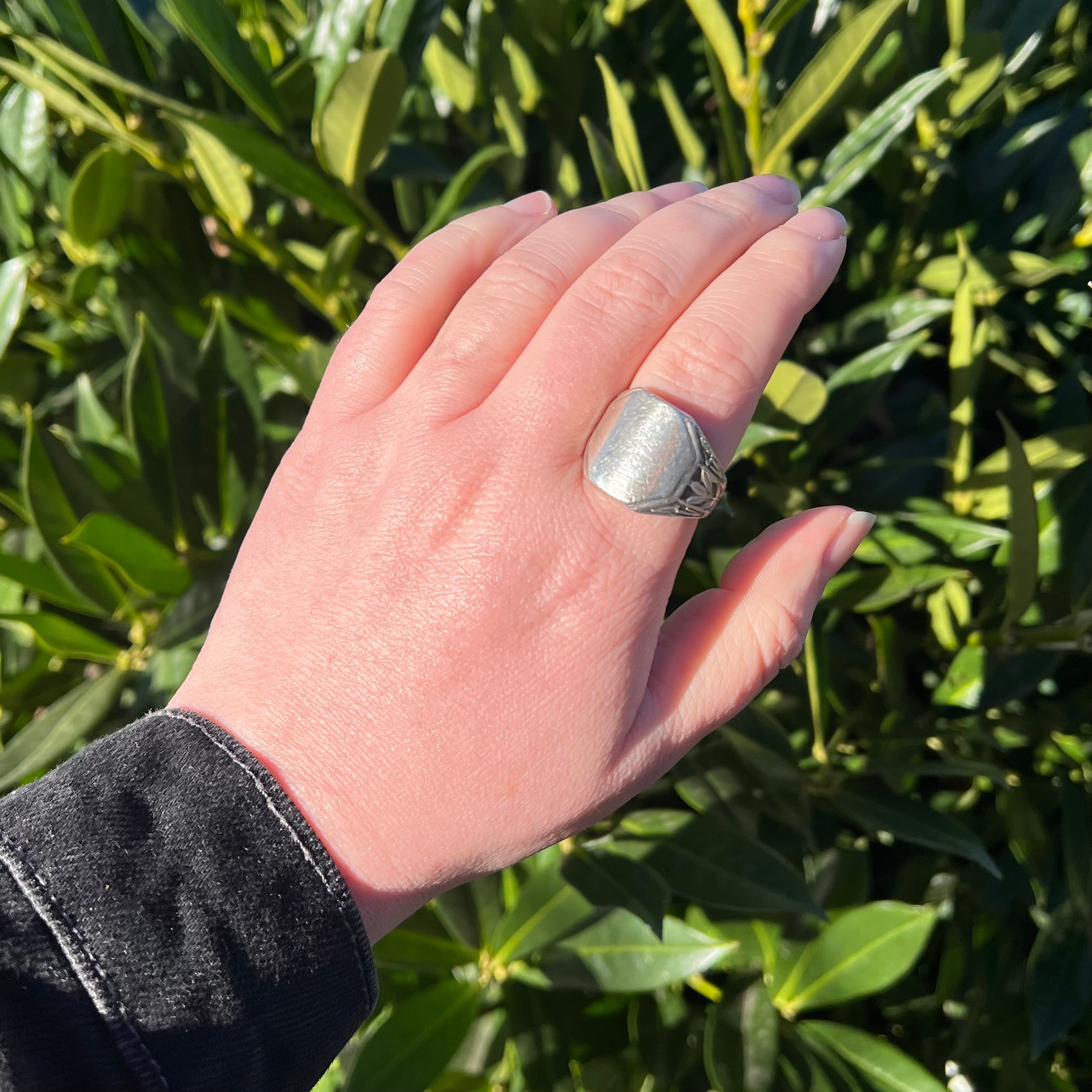 Antique Sterling Silver Shield Signet Ring