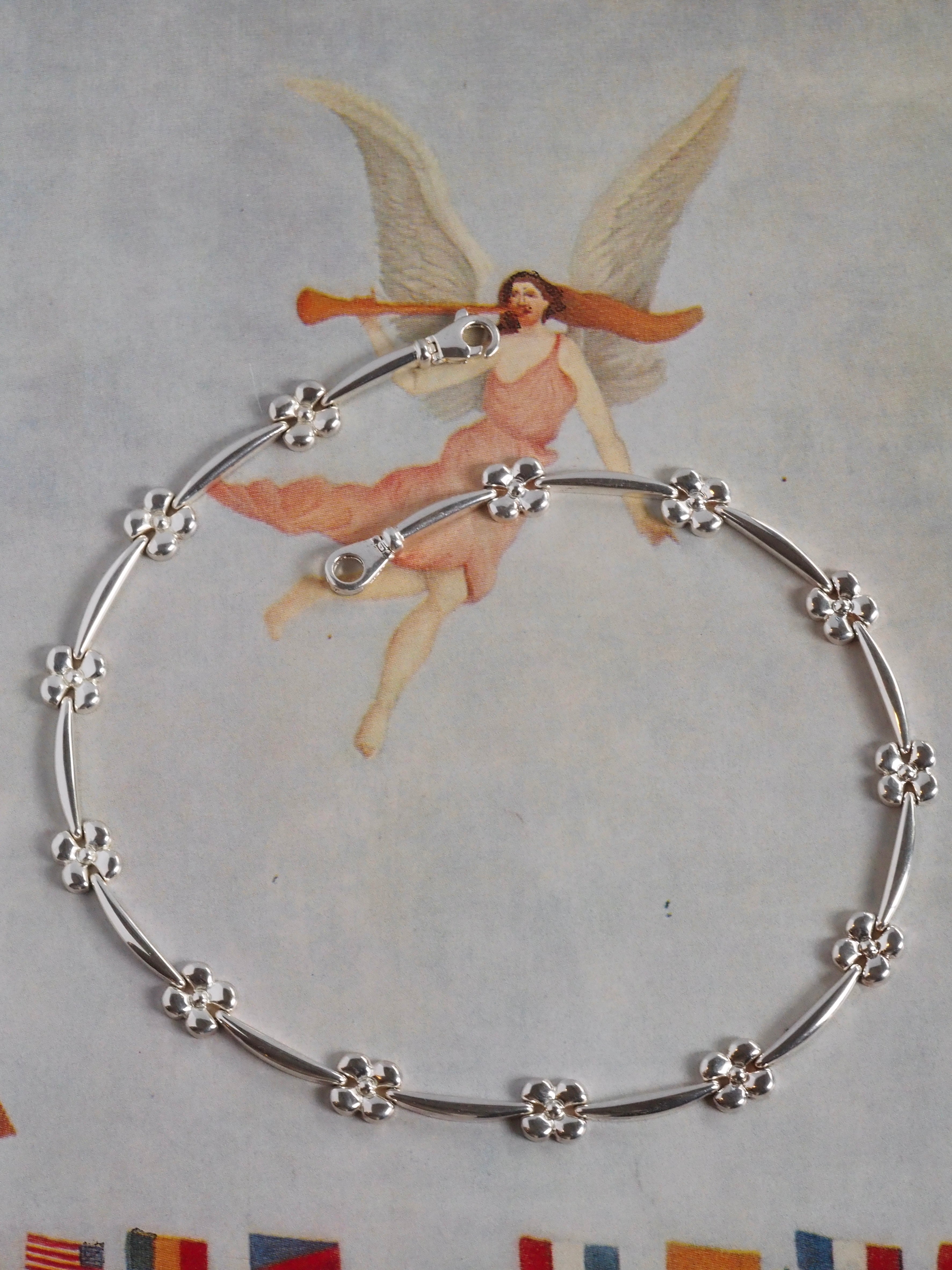 Vintage Italian Sterling Silver Flower Necklace