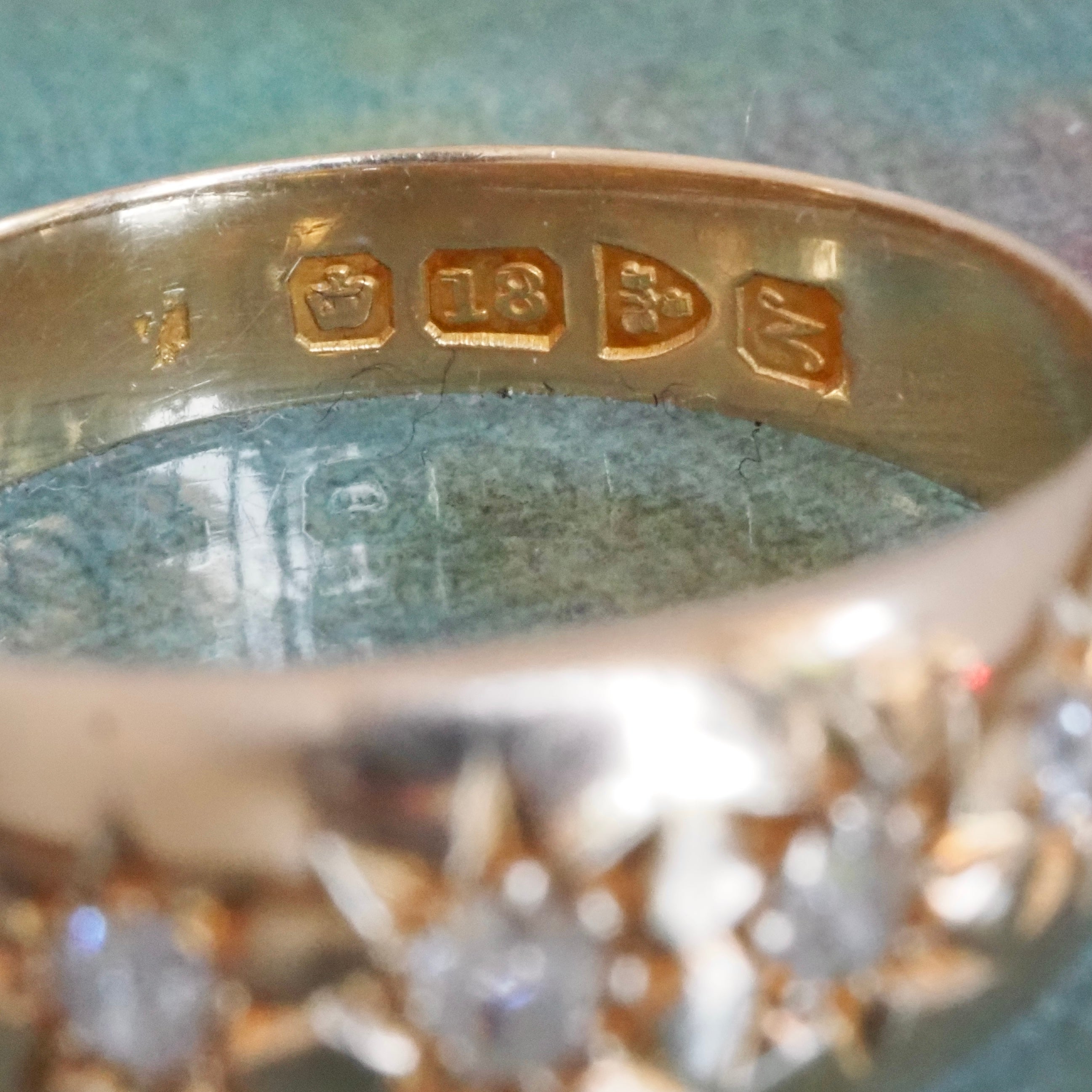 Antique c. 1913 English 18k Gold Starburst Five Diamond Ring