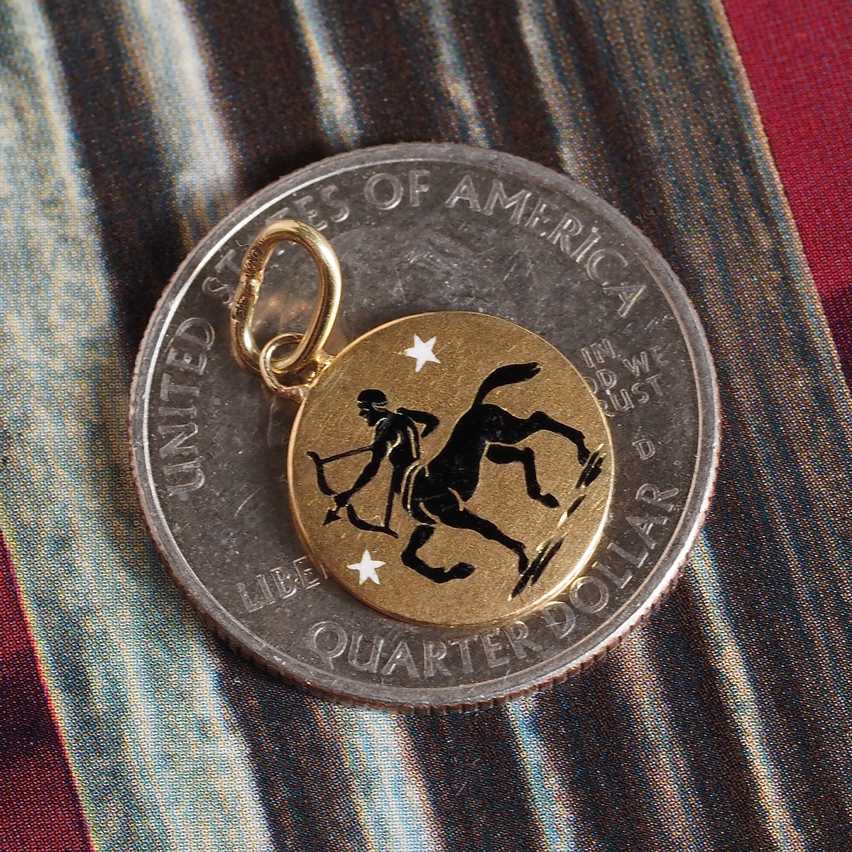 Vintage Italian Sagittarius Enamel and 18k Gold Charm