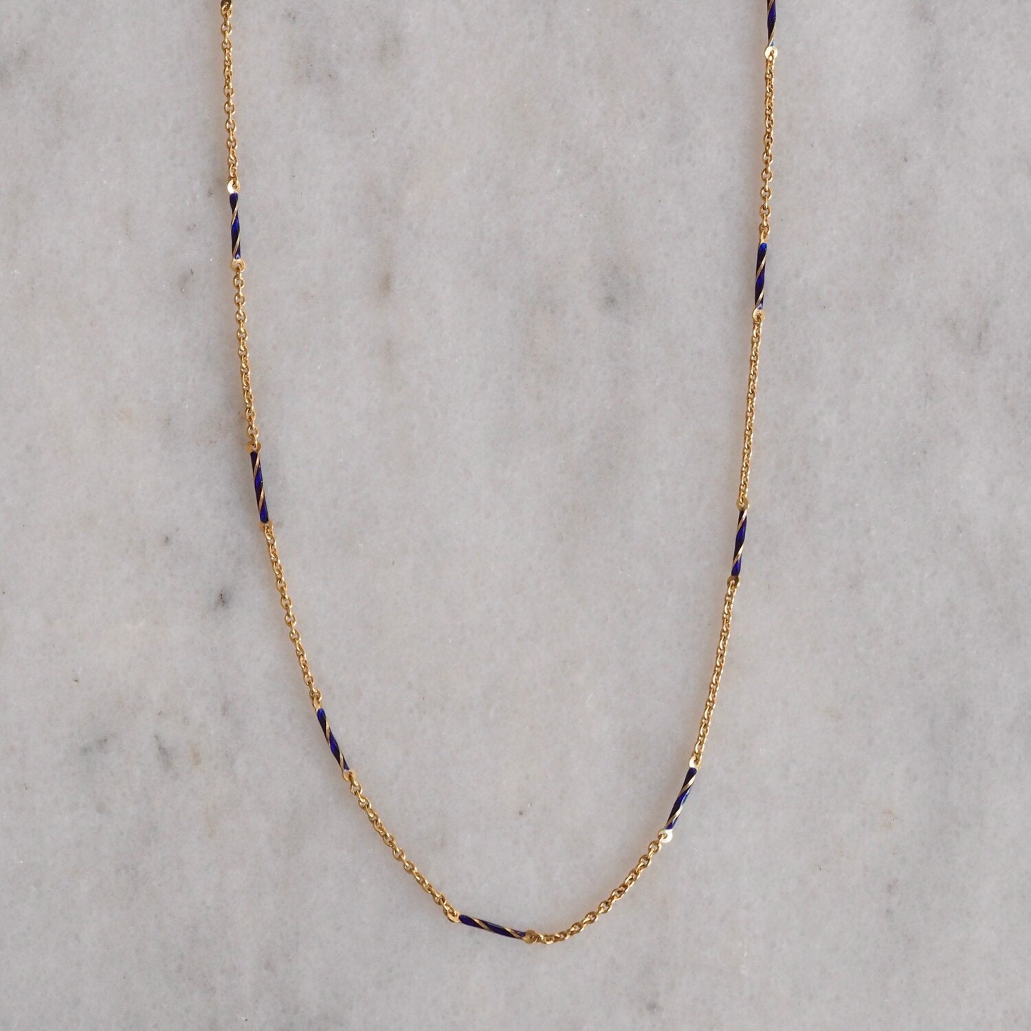 Antique 14k Gold Enamel Station Link Chain Necklace