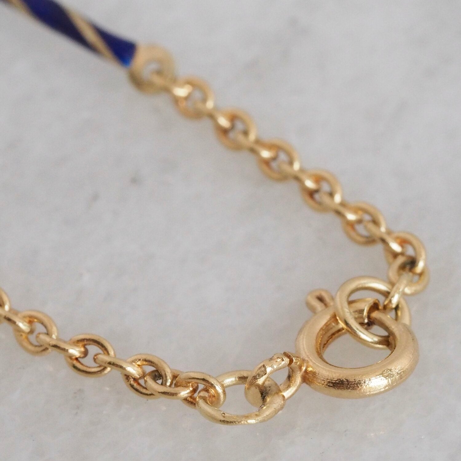 Antique 14k Gold Enamel Station Link Chain Necklace