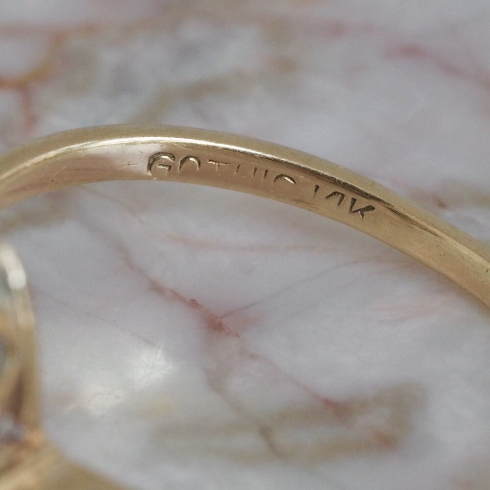Antique Art Deco 14k Gold Diamond Navette Ring