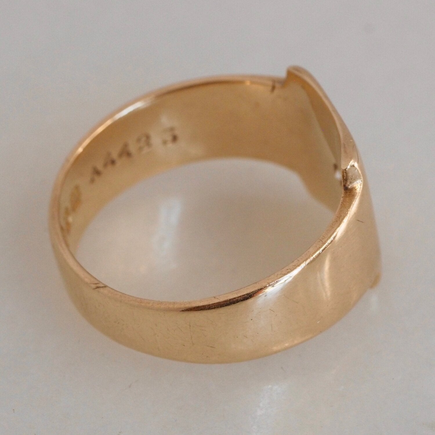 Antique English 9k Gold Square Flush Set Diamond Starburst Ring