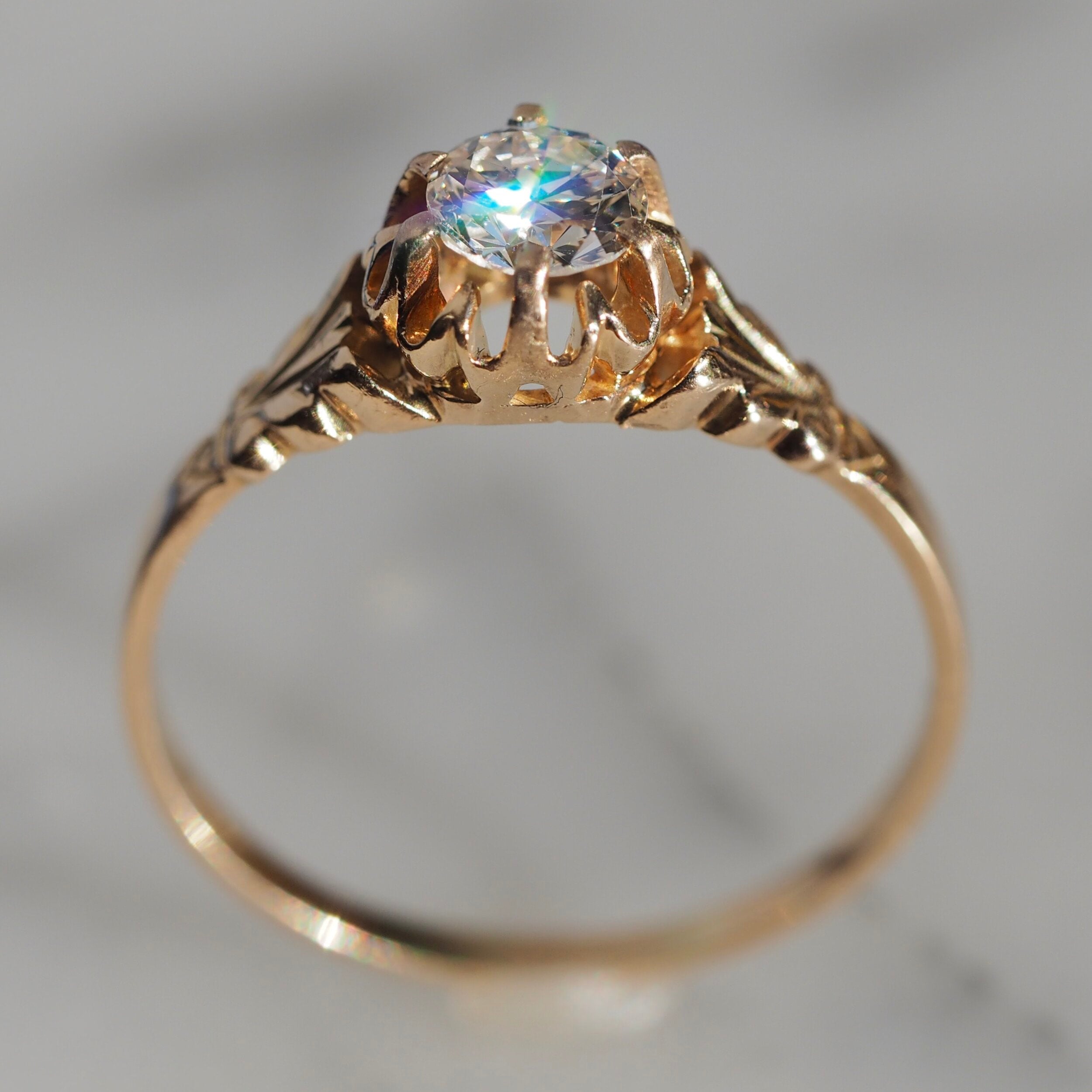 Antique 14k Gold Old European Cut Diamond Engagement Ring