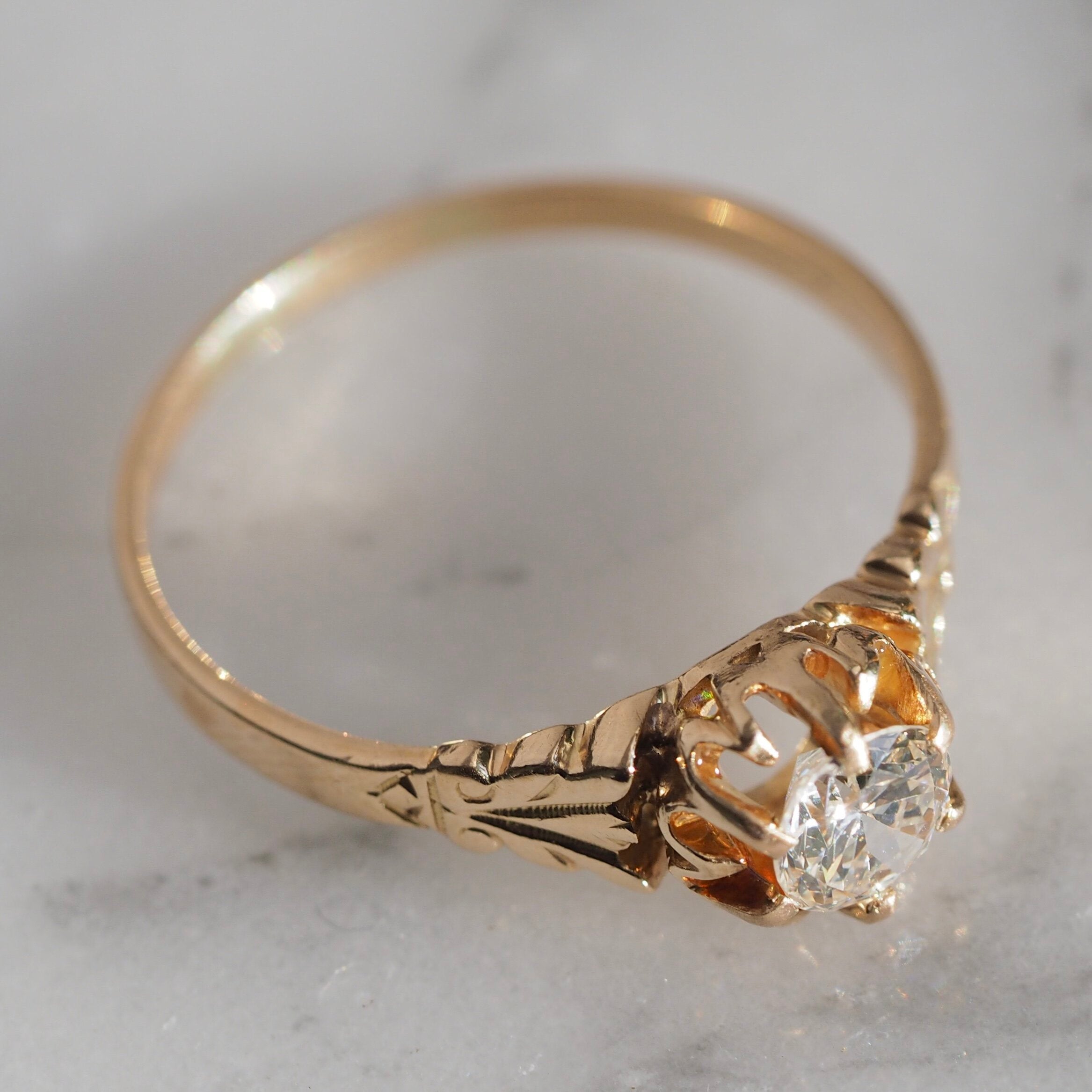 Antique 14k Gold Old European Cut Diamond Engagement Ring