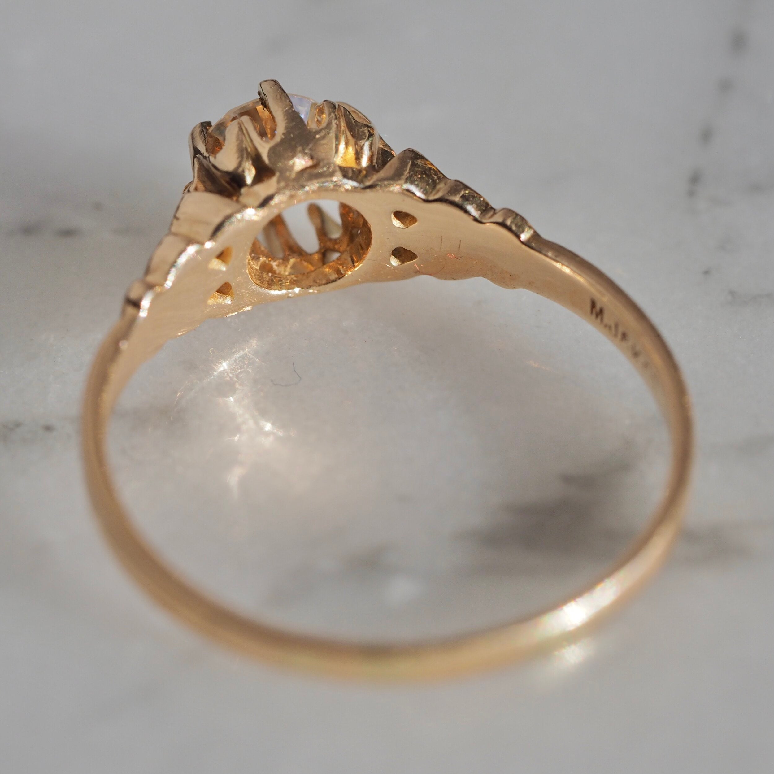 Antique 14k Gold Old European Cut Diamond Engagement Ring