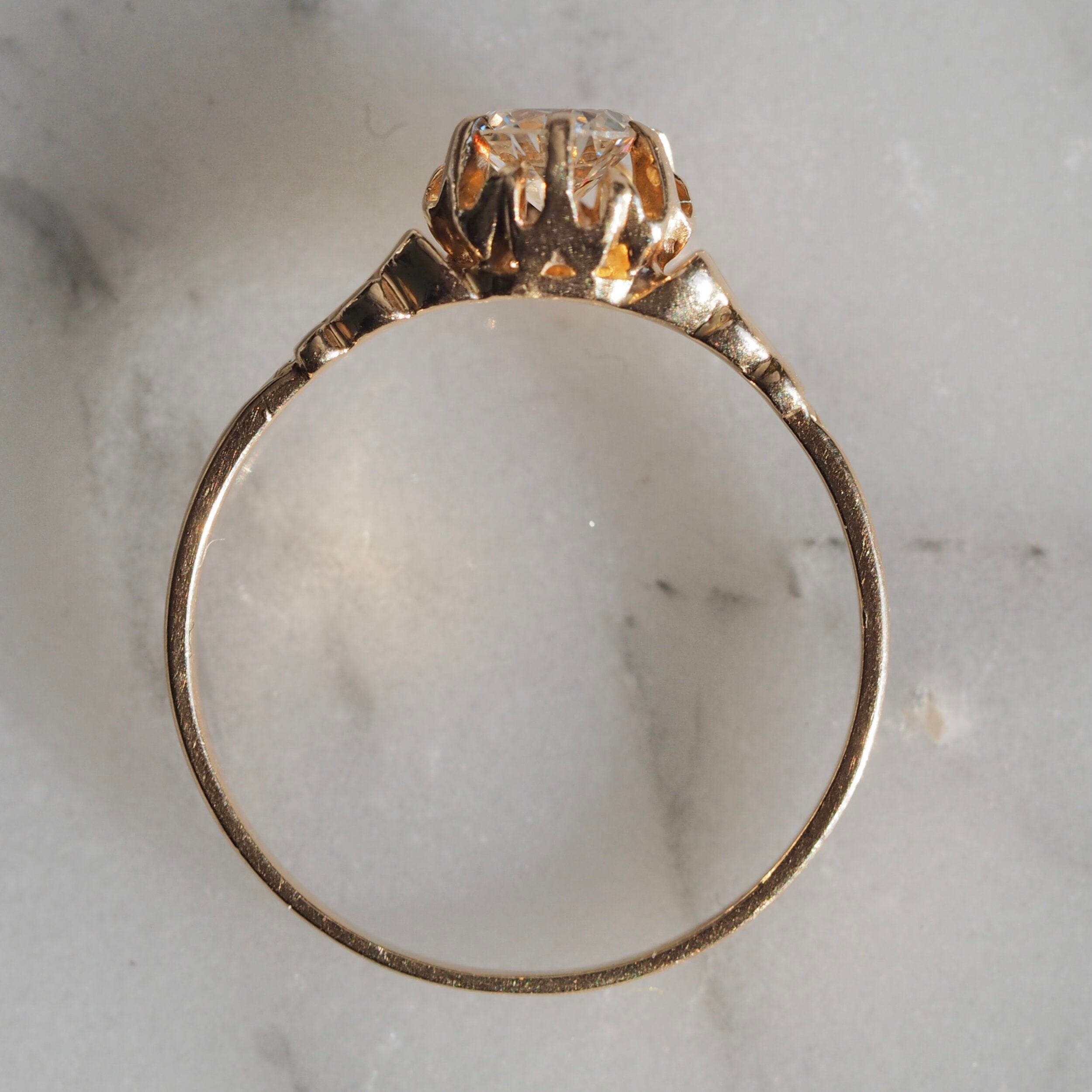 Antique 14k Gold Old European Cut Diamond Engagement Ring