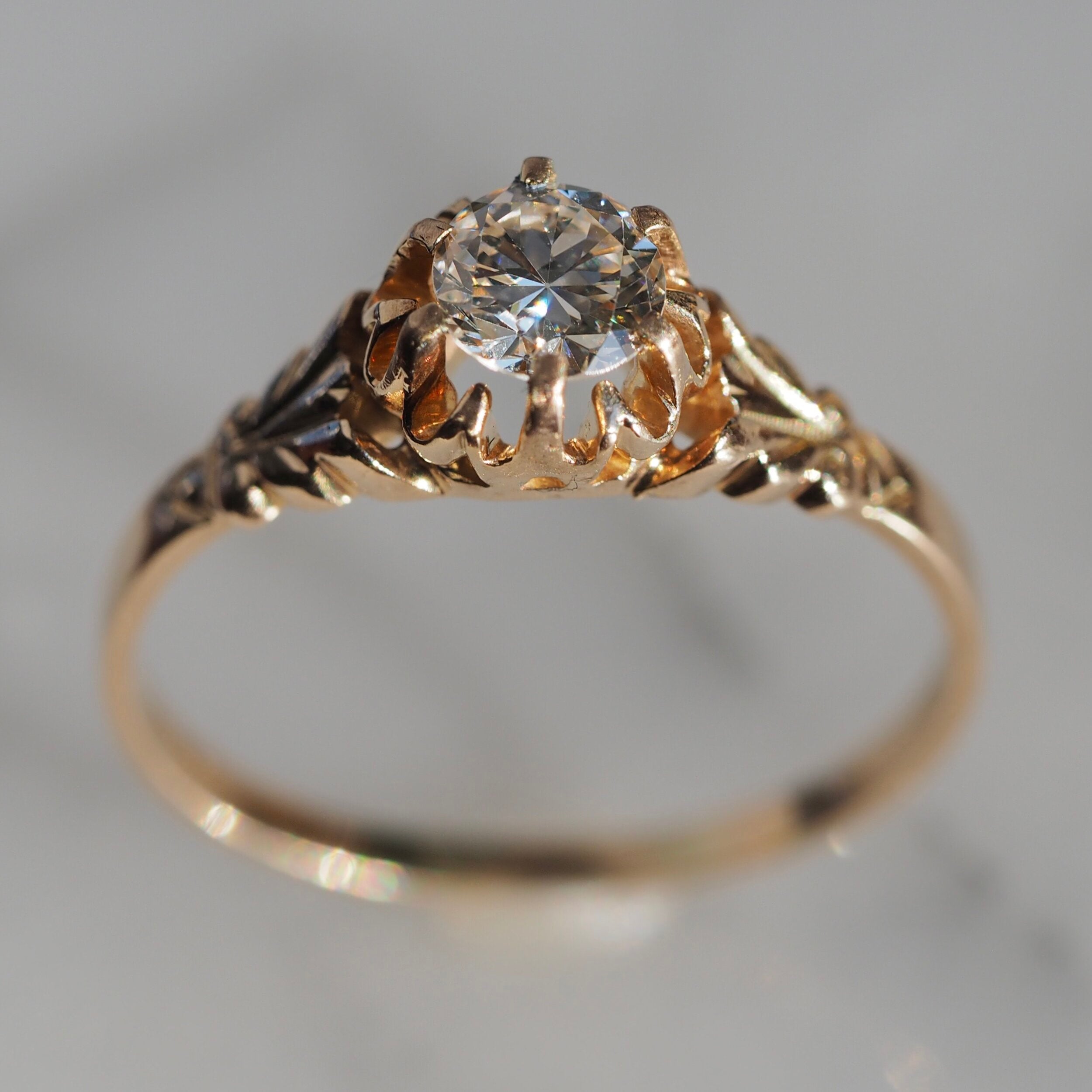 Antique 14k Gold Old European Cut Diamond Engagement Ring