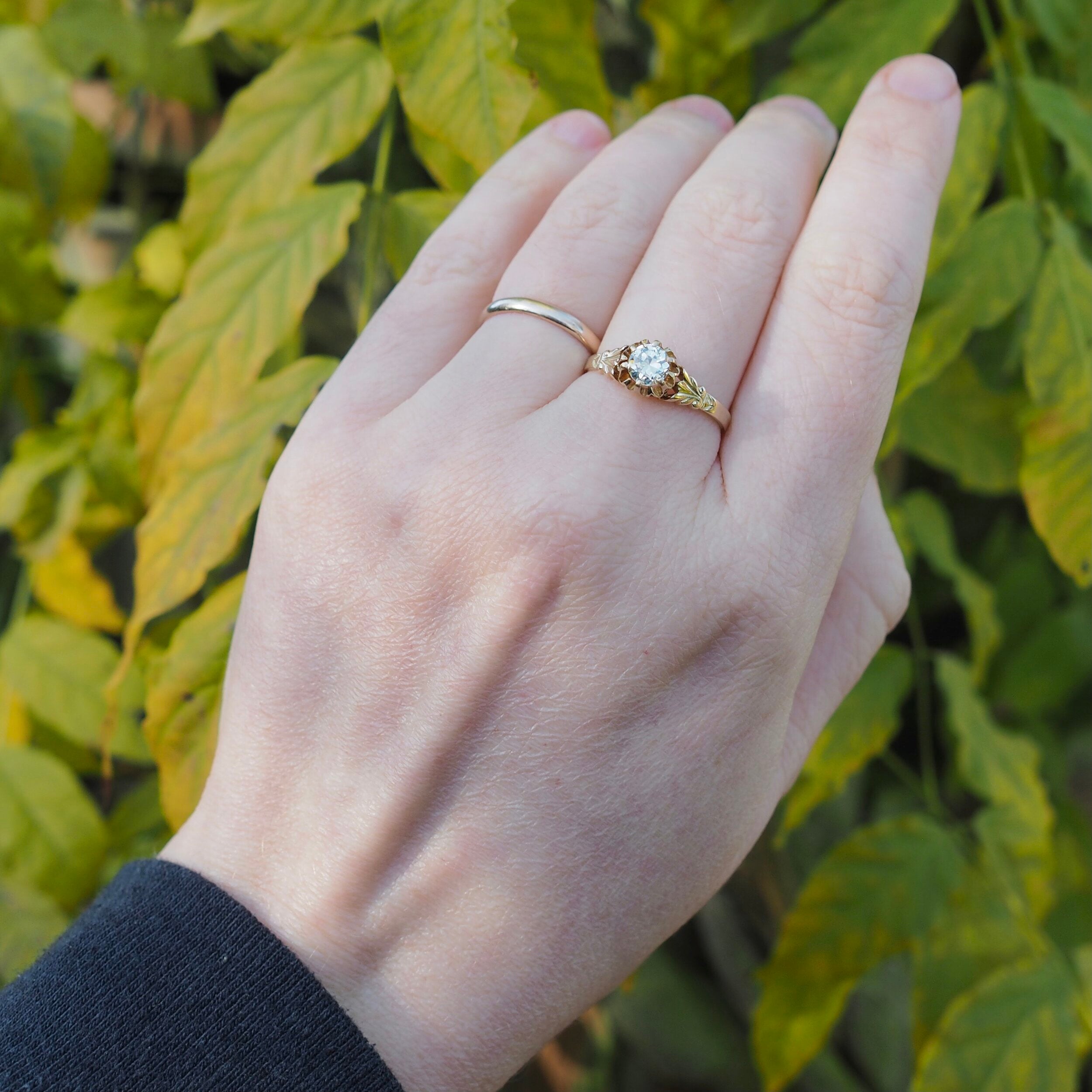 Antique 14k Gold Old European Cut Diamond Engagement Ring