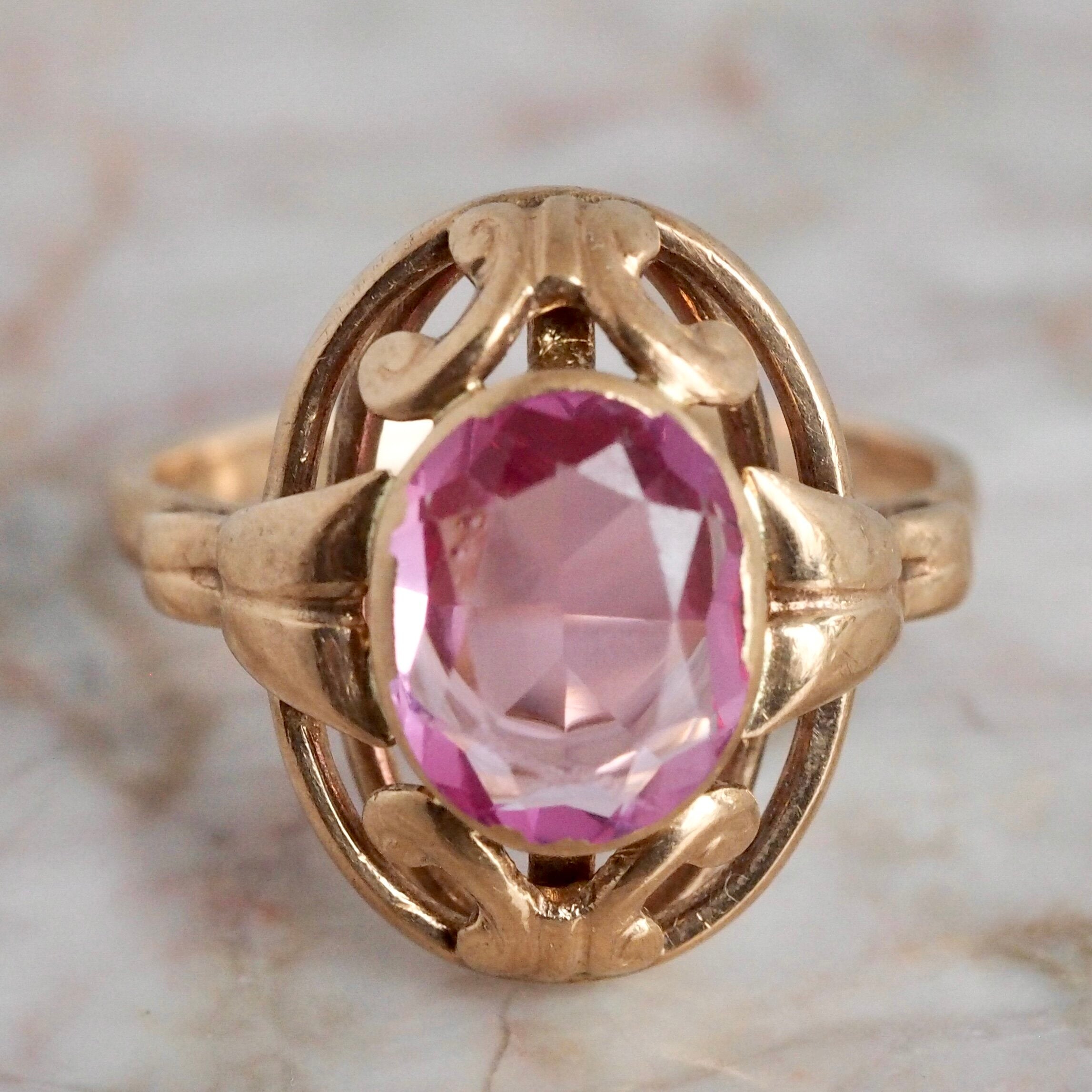 Antique 14k Gold Pink Sapphire Ring