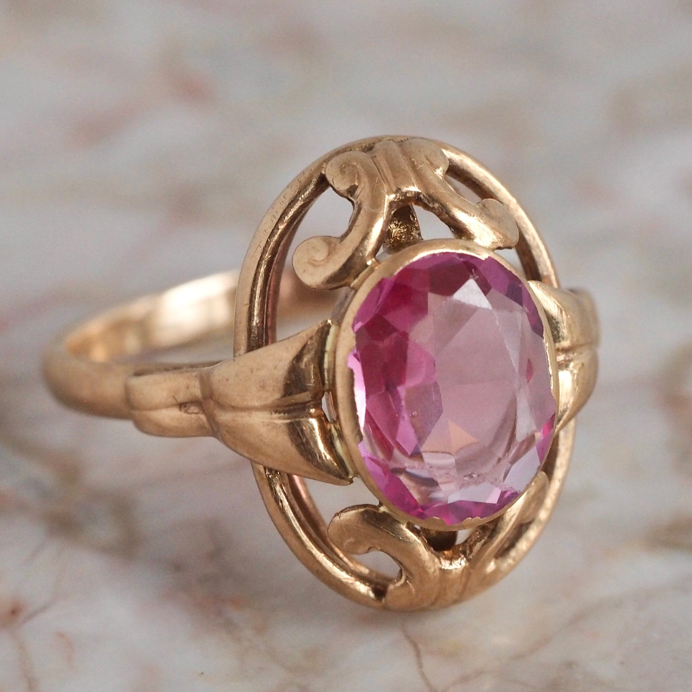 Antique 14k Gold Pink Sapphire Ring