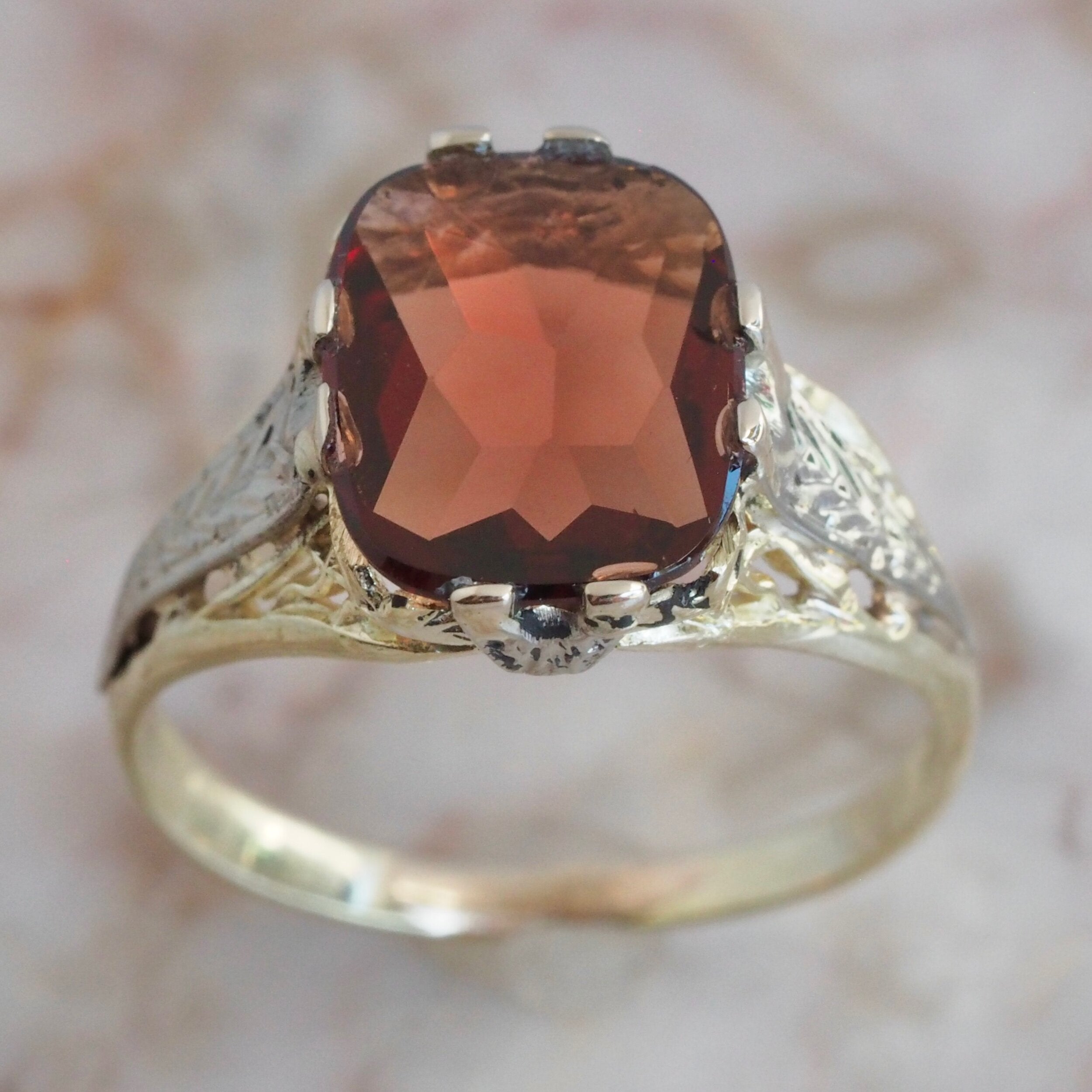 Antique Art Deco 14k Gold Madeira Citrine Ring