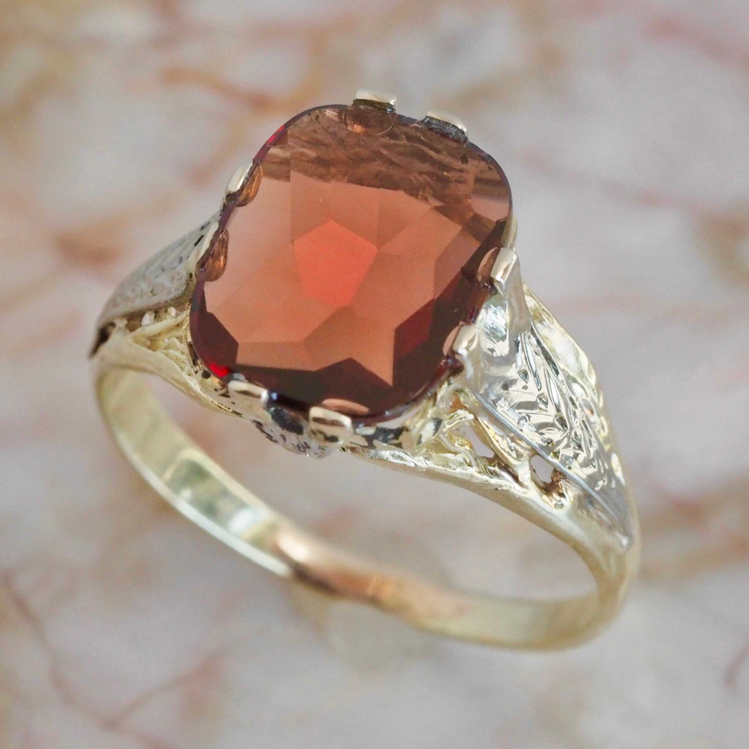 Antique Art Deco 14k Gold Madeira Citrine Ring