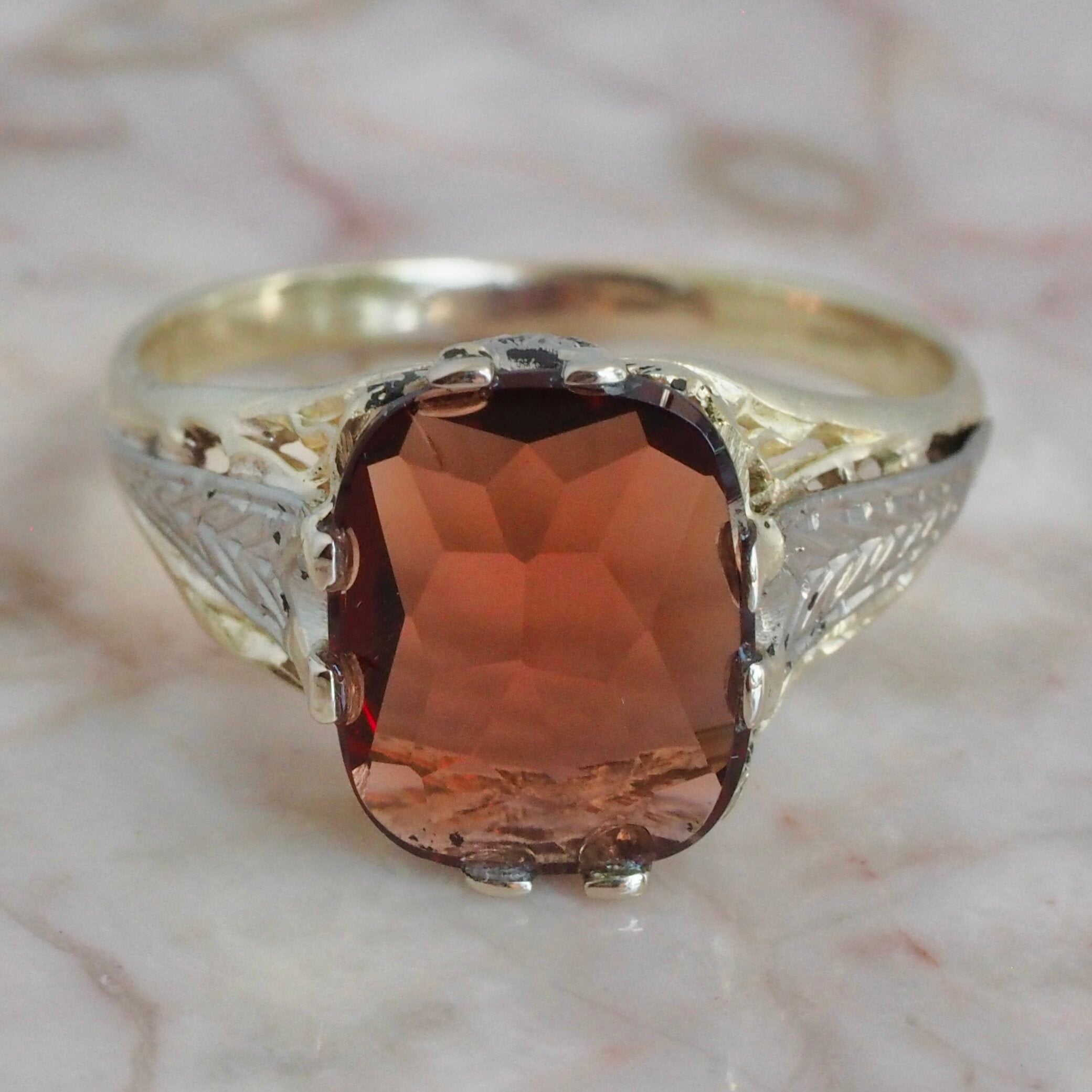 Antique Art Deco 14k Gold Madeira Citrine Ring