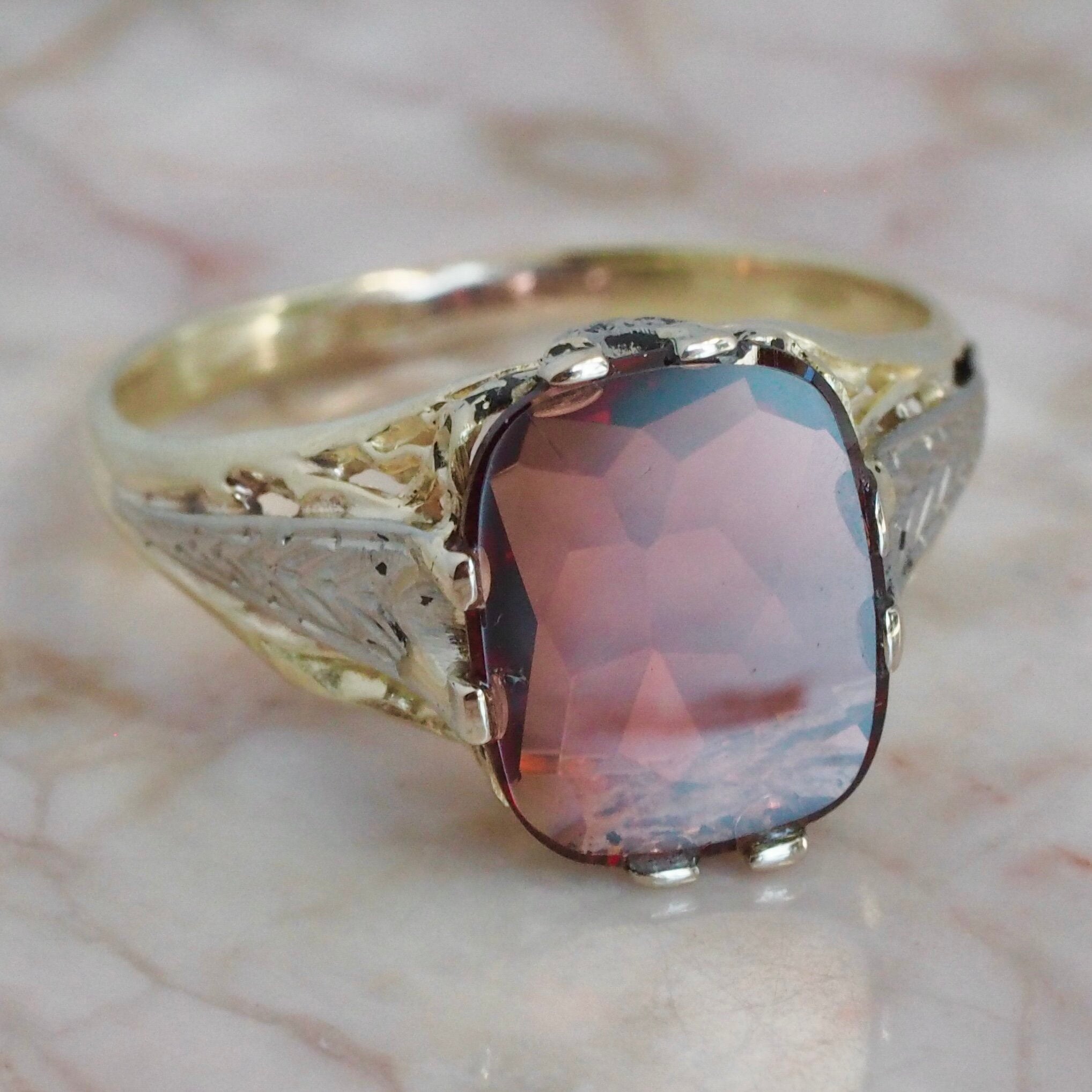 Antique Art Deco 14k Gold Madeira Citrine Ring