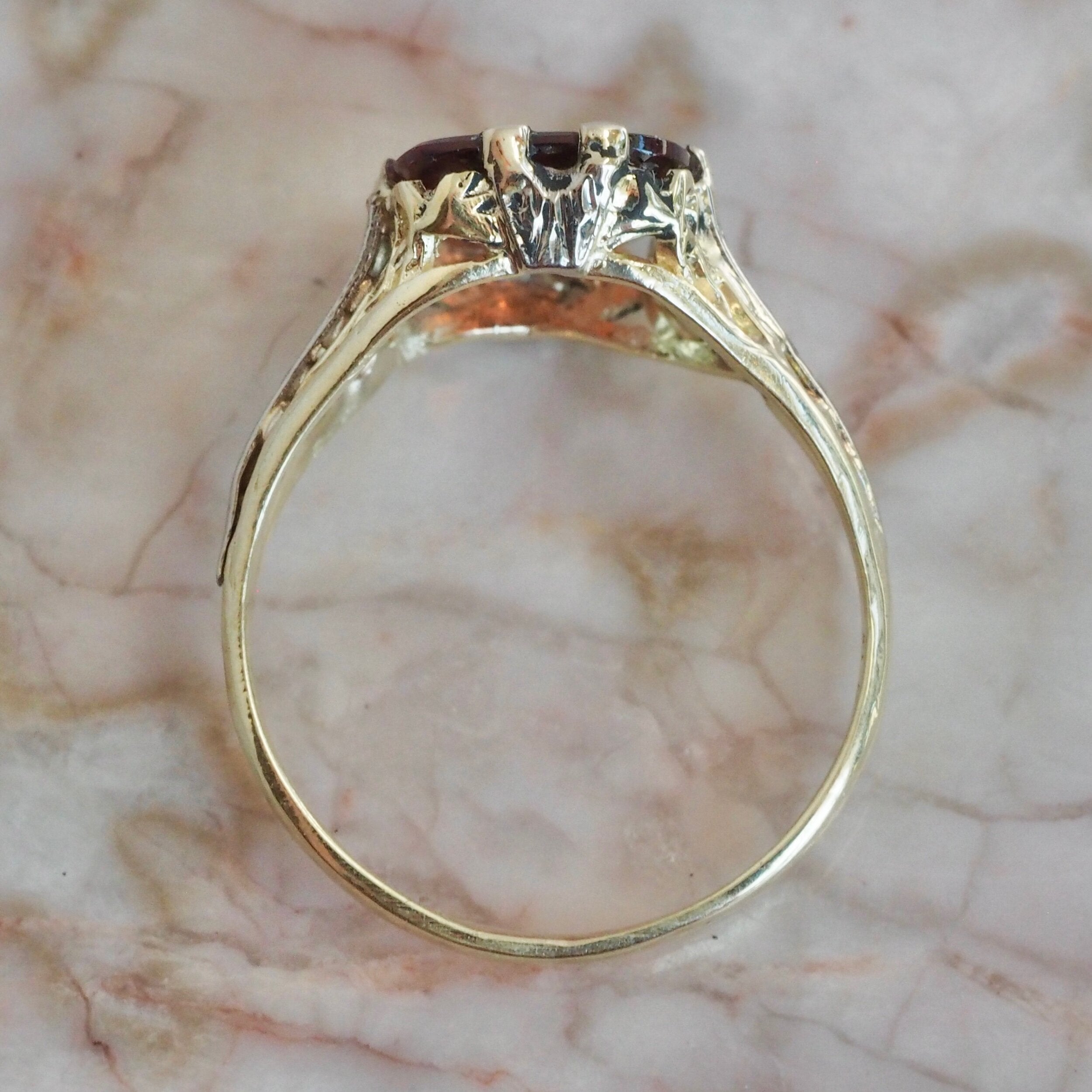 Antique Art Deco 14k Gold Madeira Citrine Ring