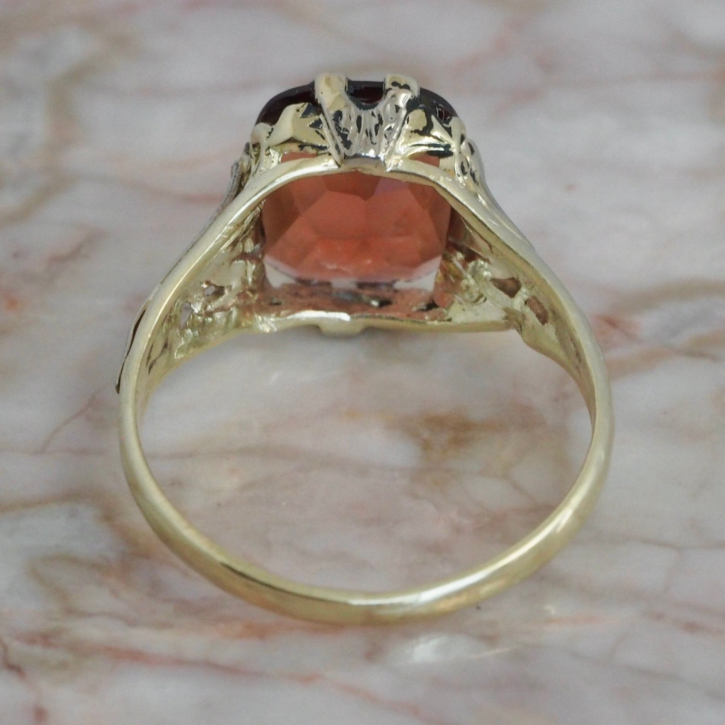 Antique Art Deco 14k Gold Madeira Citrine Ring