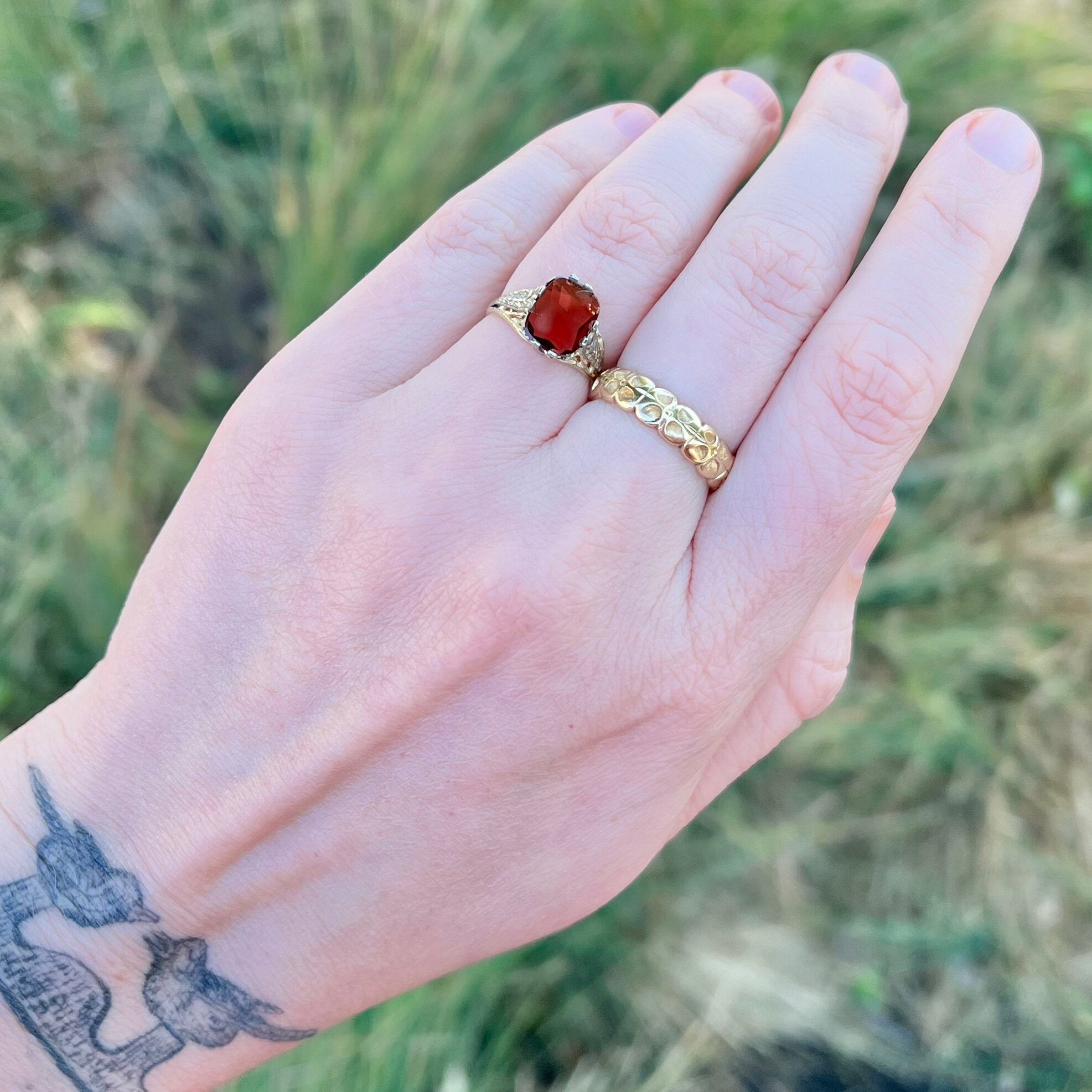Antique Art Deco 14k Gold Madeira Citrine Ring