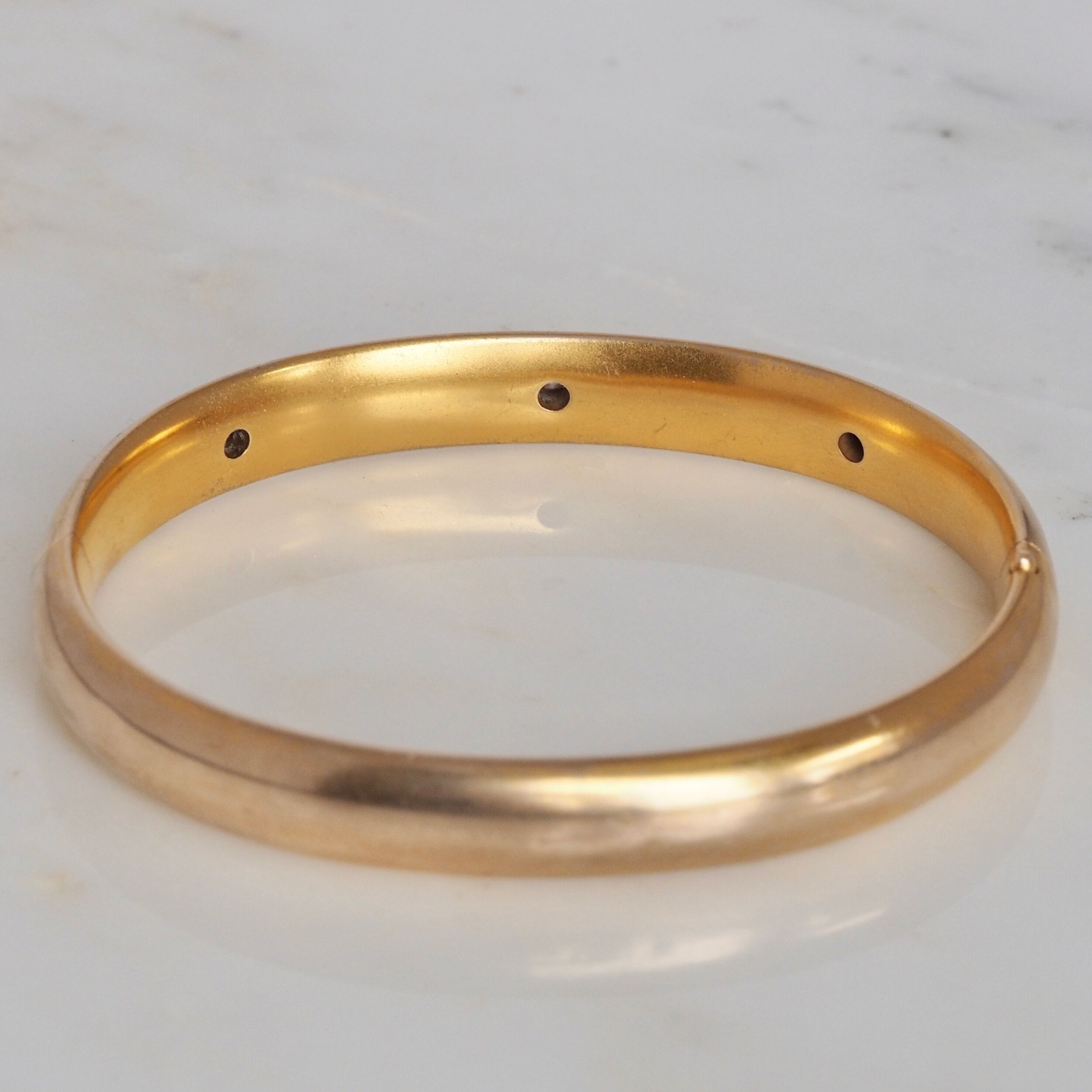 Antique Art Nouveau c. 1900 14k Gold Ruby and Diamond Bangle