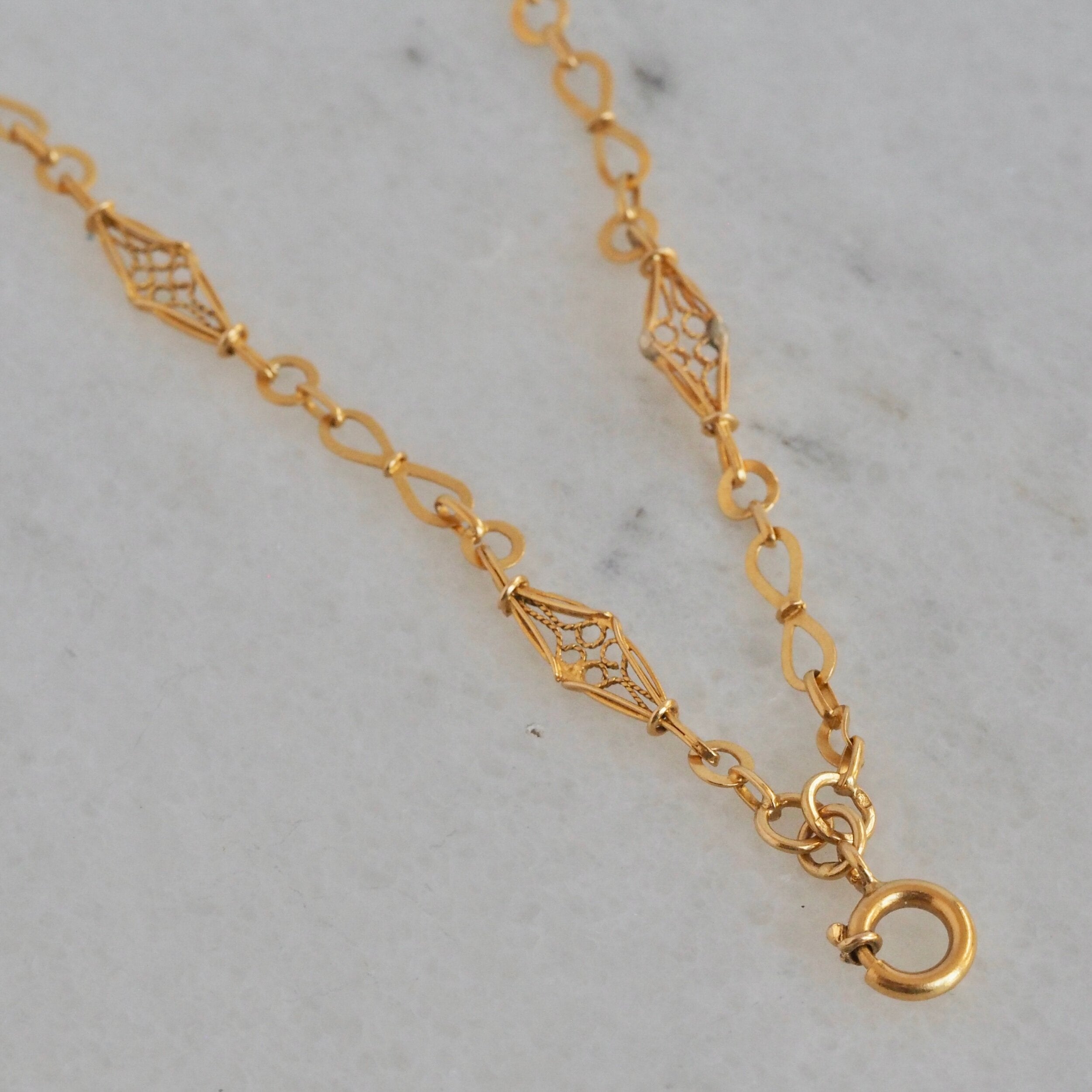 Antique Early 20th Century 19k Portuguese Long Sautoir Chain