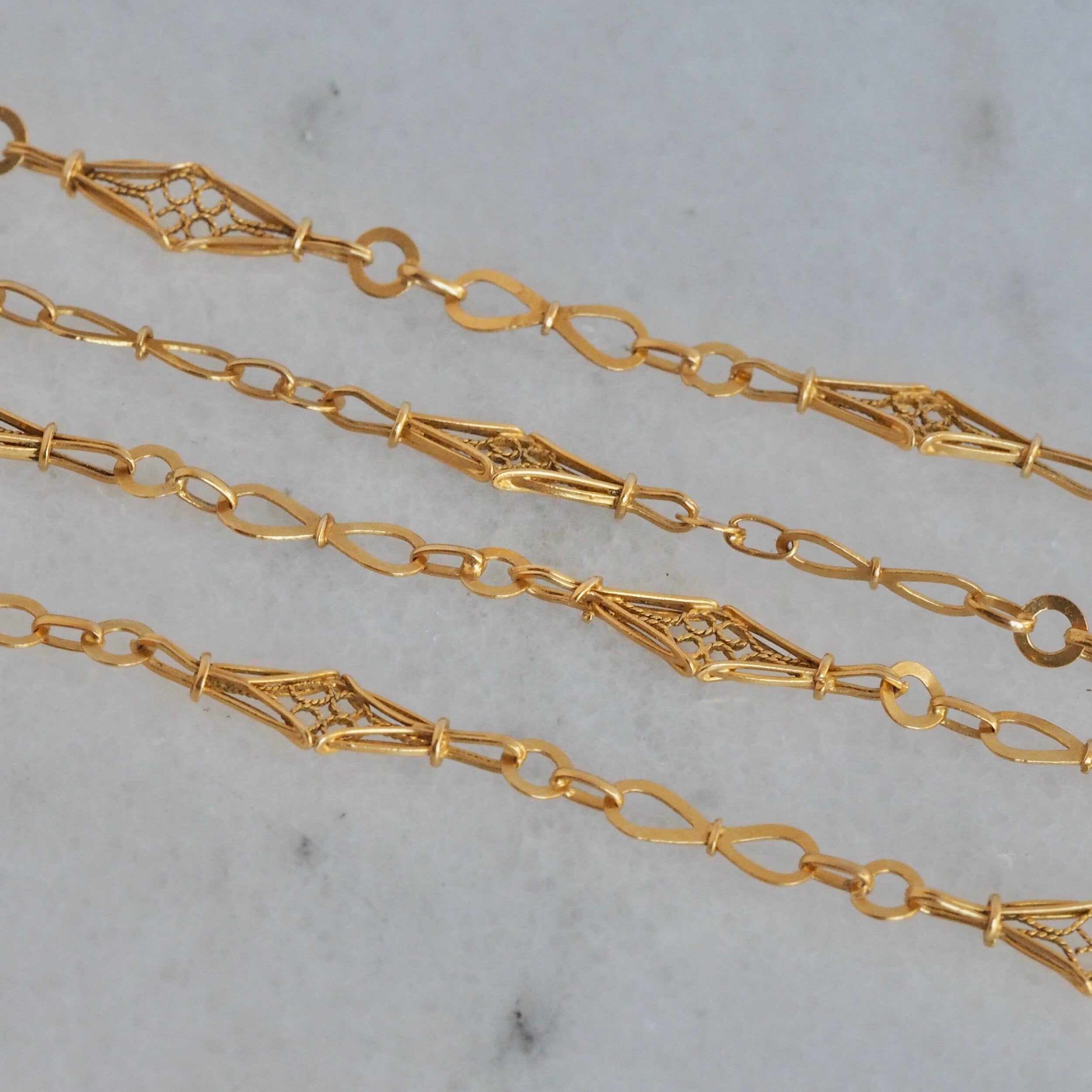 Antique Early 20th Century 19k Portuguese Long Sautoir Chain