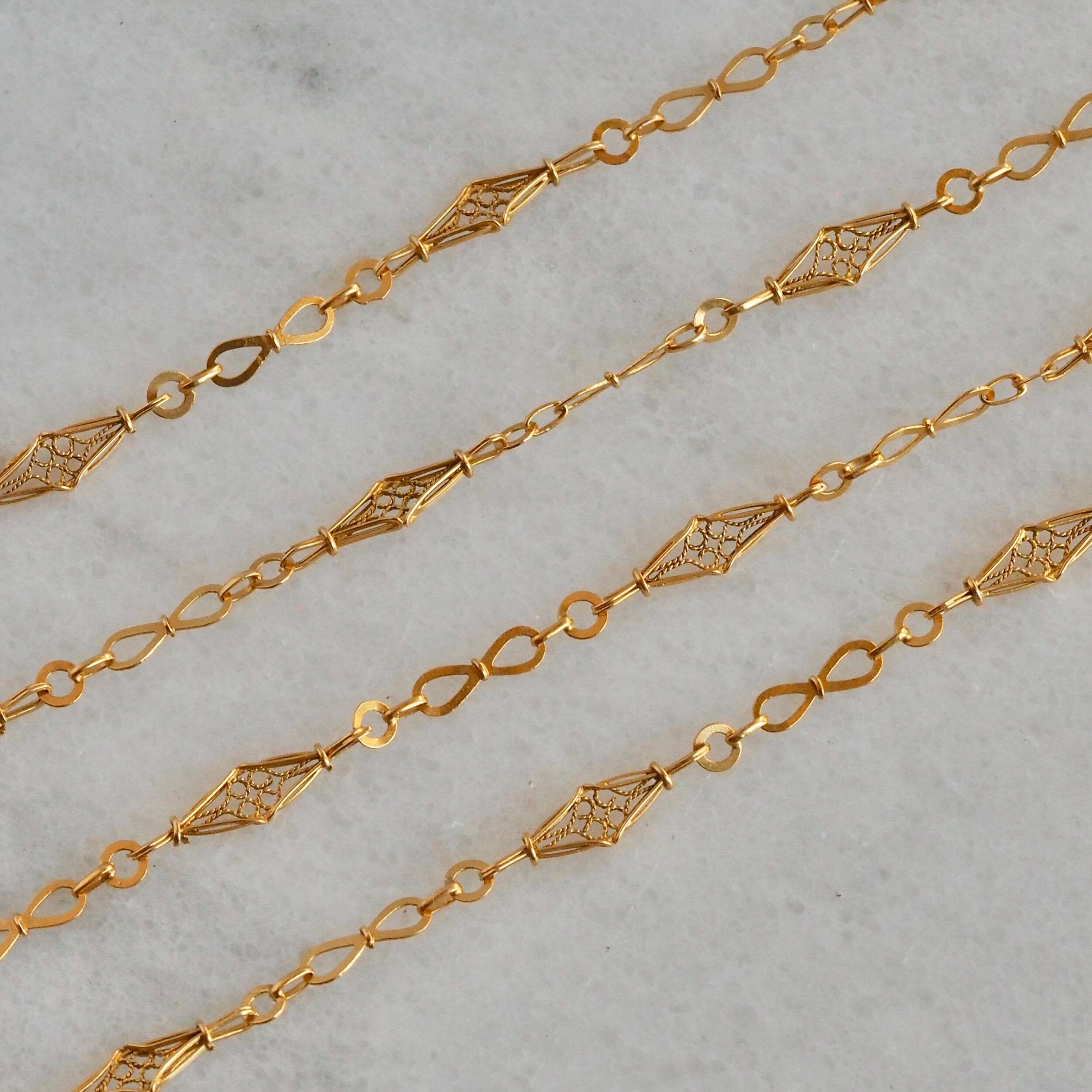 Antique Early 20th Century 19k Portuguese Long Sautoir Chain